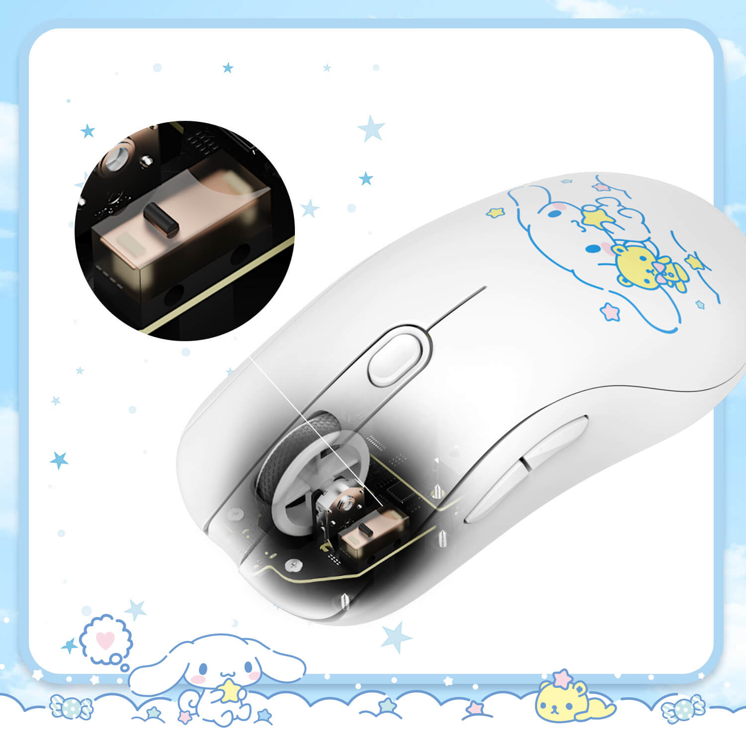 AG One Light Cinnamoroll Wireless Mouse Durable Lifespan