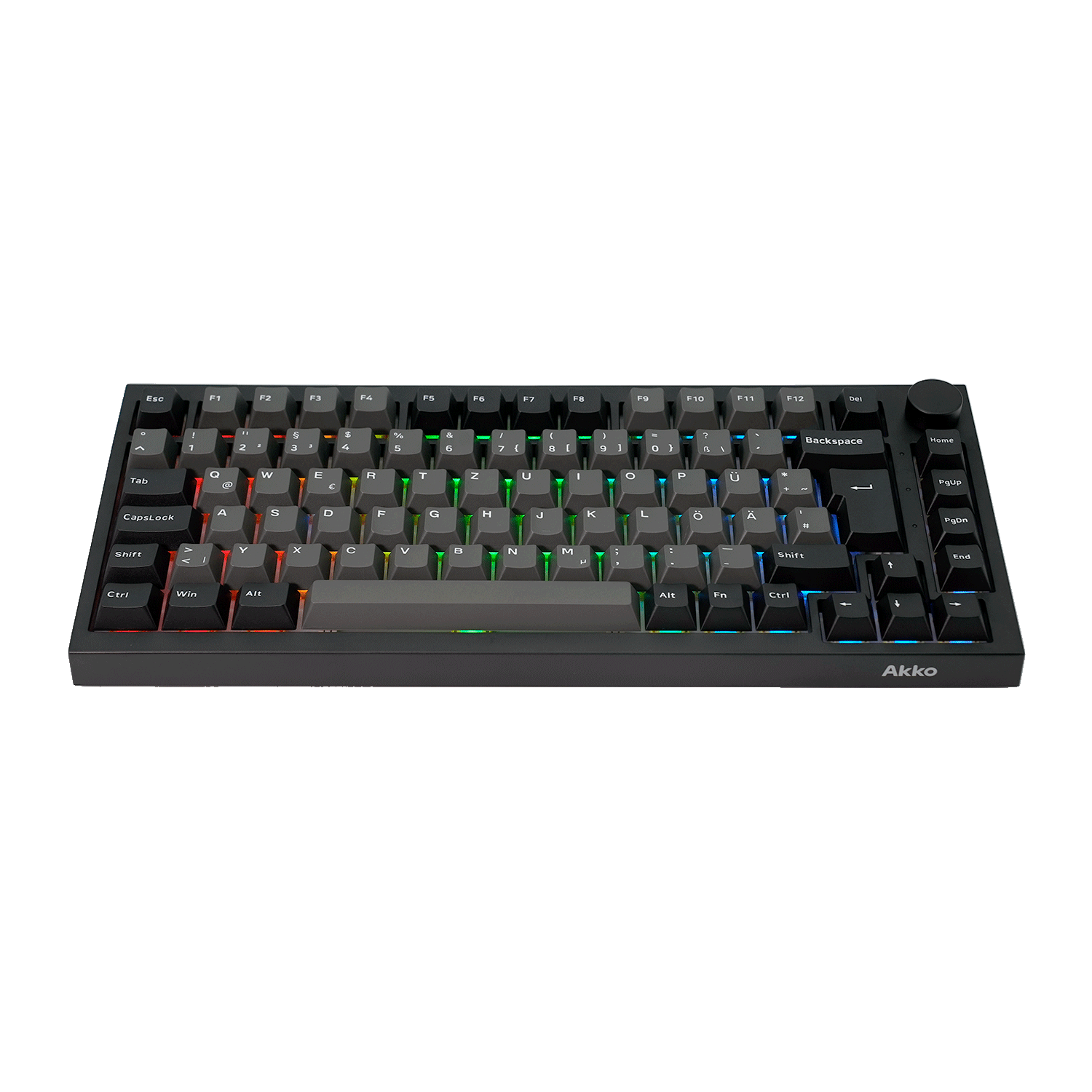 Akko 5075 V5 HE Black & Silver ISO-DE Keyboard Front Side