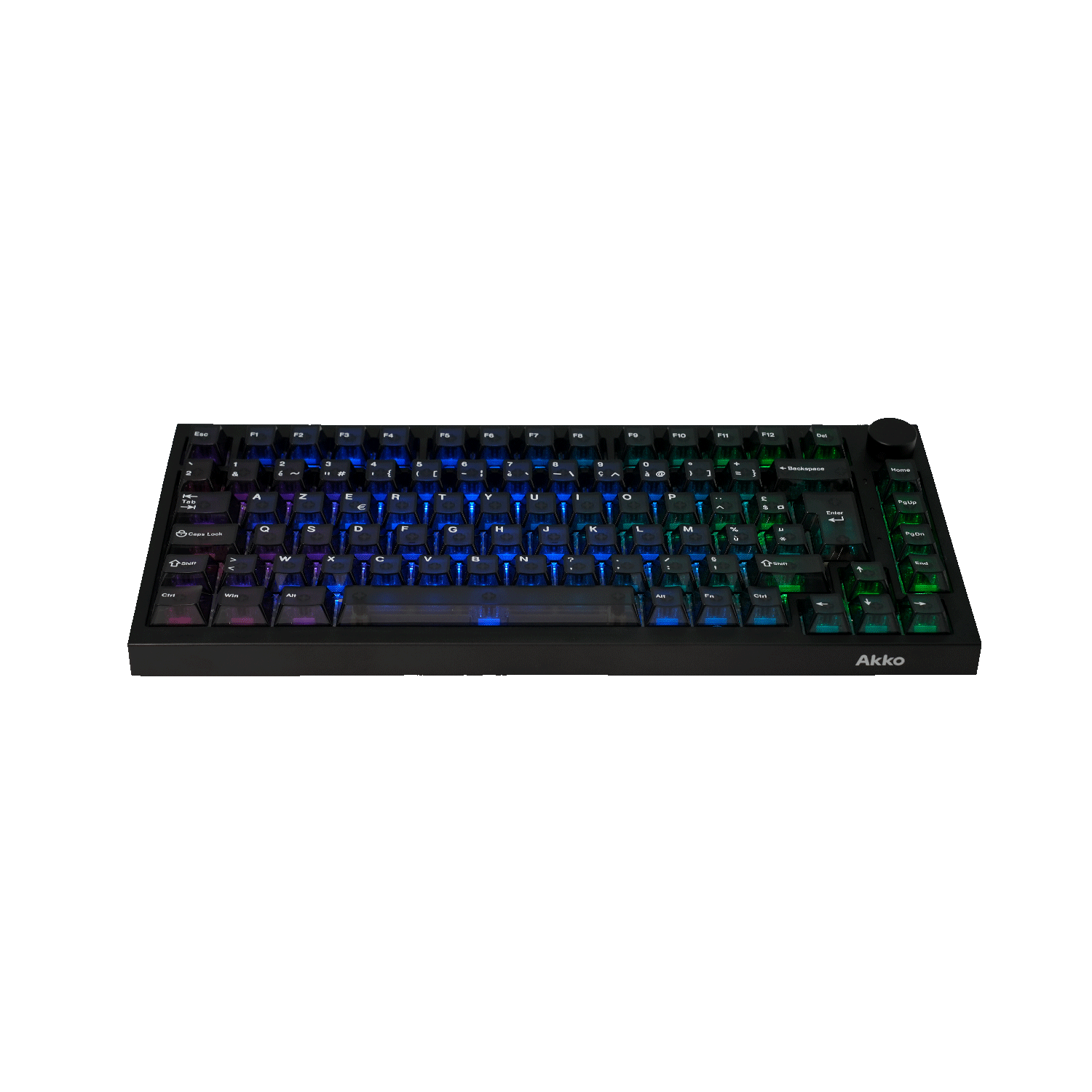 Akko 5075 V5 HE Black Transparent ISO-FR Keyboard RGB Front Side