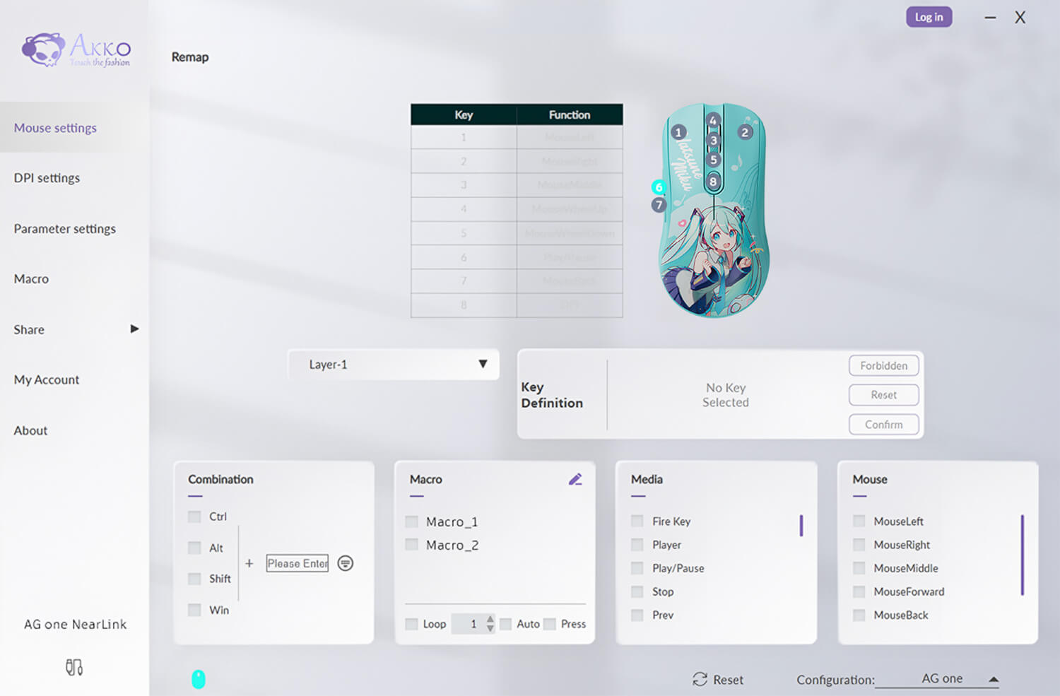 AG ONE 3950 Hatsune Miku Gaming Mouse Clound Driver