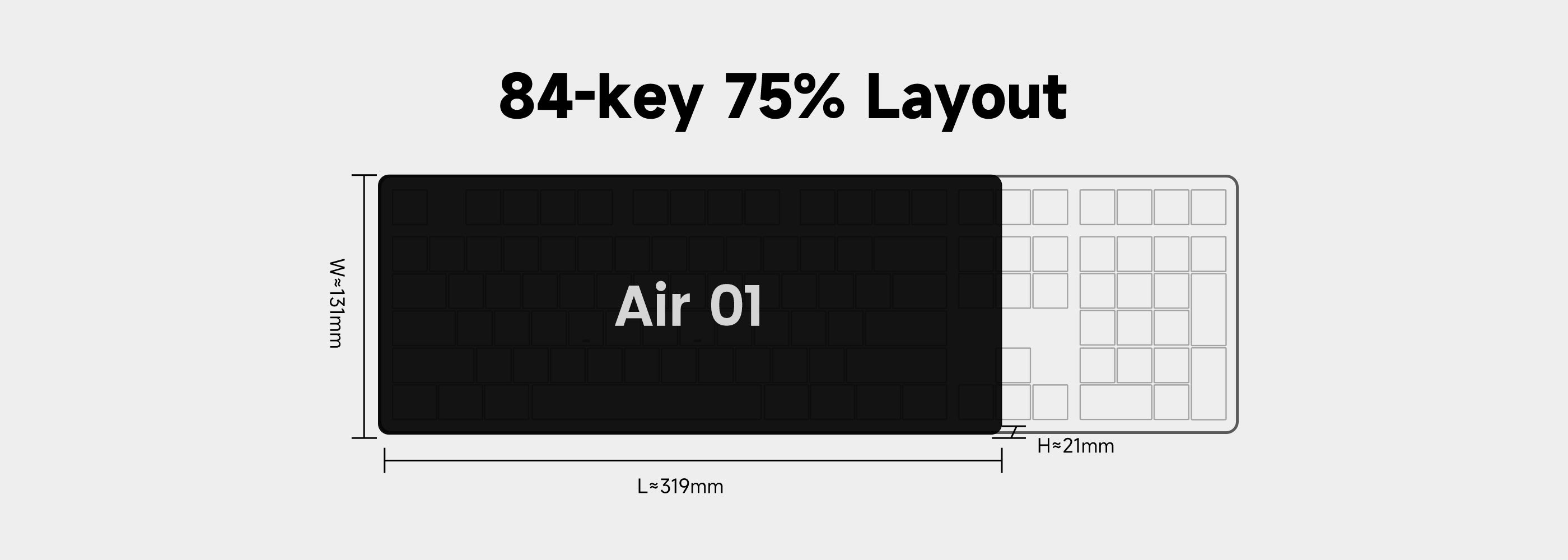 Akko Air 01 Low Profile Mechanical Keyboard Size