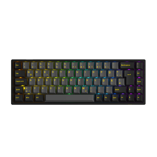 Black & Gold 3068B Plus ISO DE Keyboard with RGB on