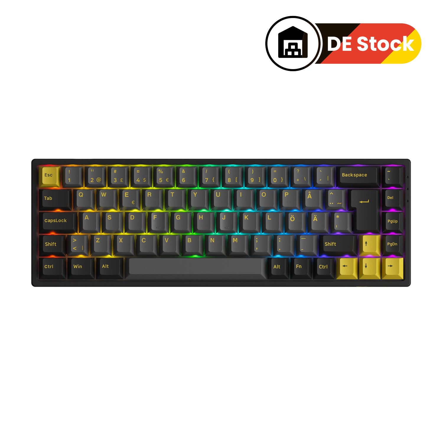 Black & Gold 3068B Plus ISO Nordic Keyboard DE Stock