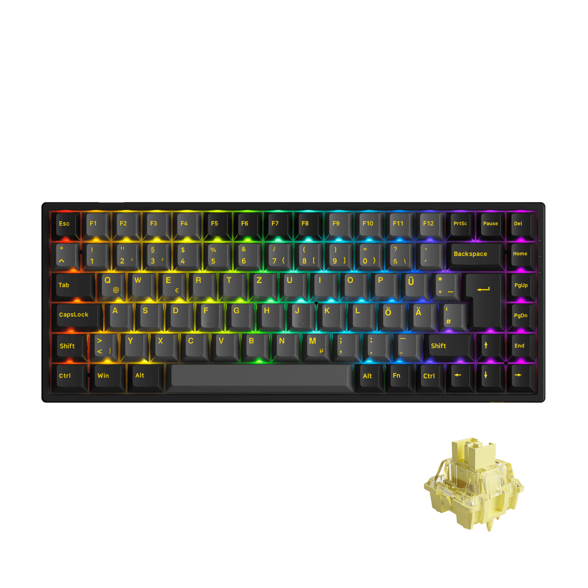 Black & Gold 3084B Plus ISO-DE - Akko V3 Cream Yellow Pro