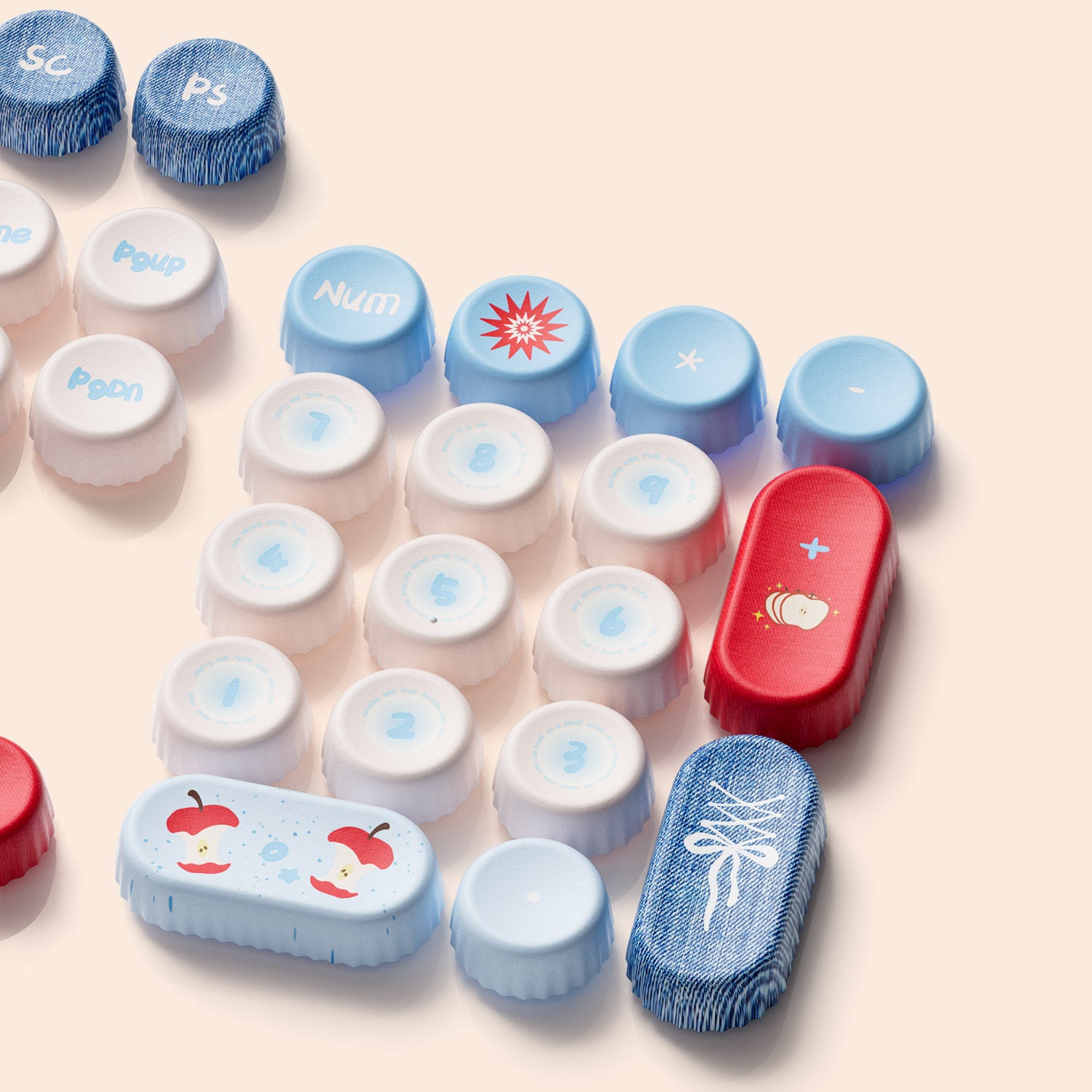 Akko Apple Wave BottleCap Keycaps Set Numberpad Details