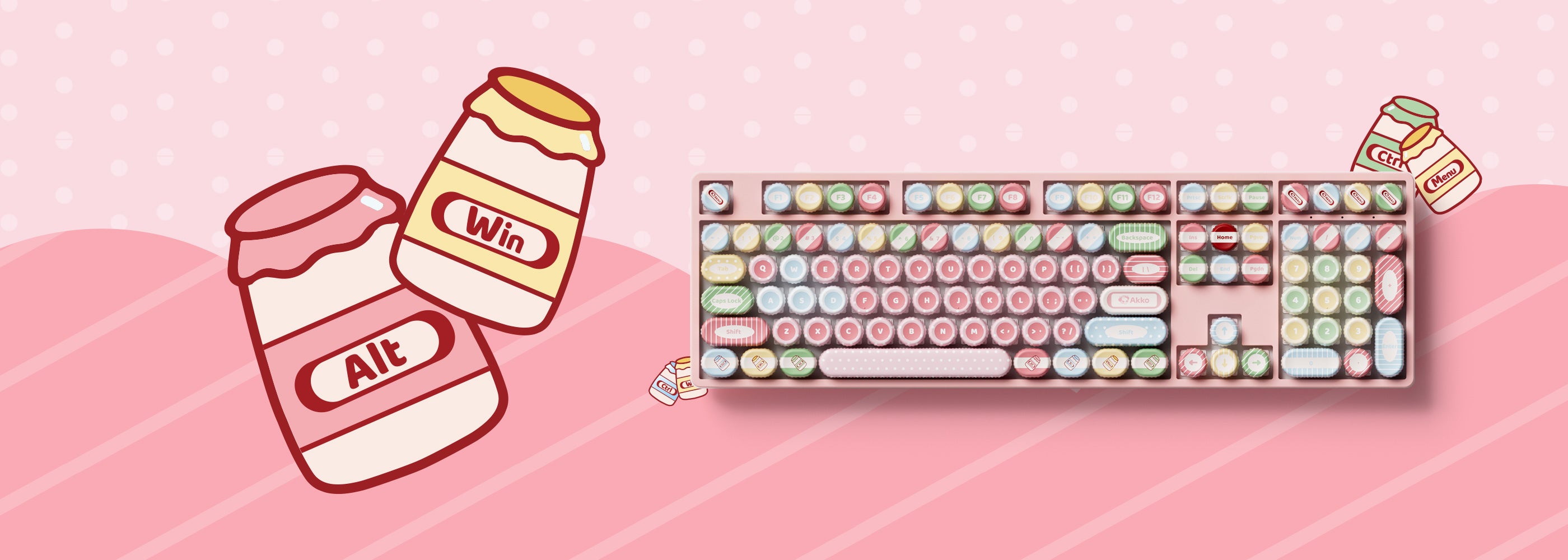 Akko Classic BottleCap Keycaps Set Installed on the 100% Keyboard