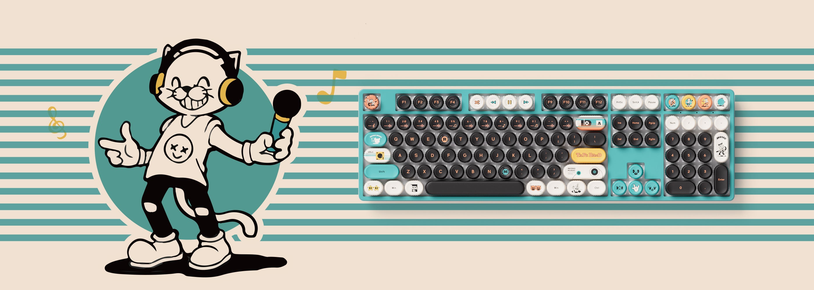 Akko Punk Cat BottleCap Keycaps Set