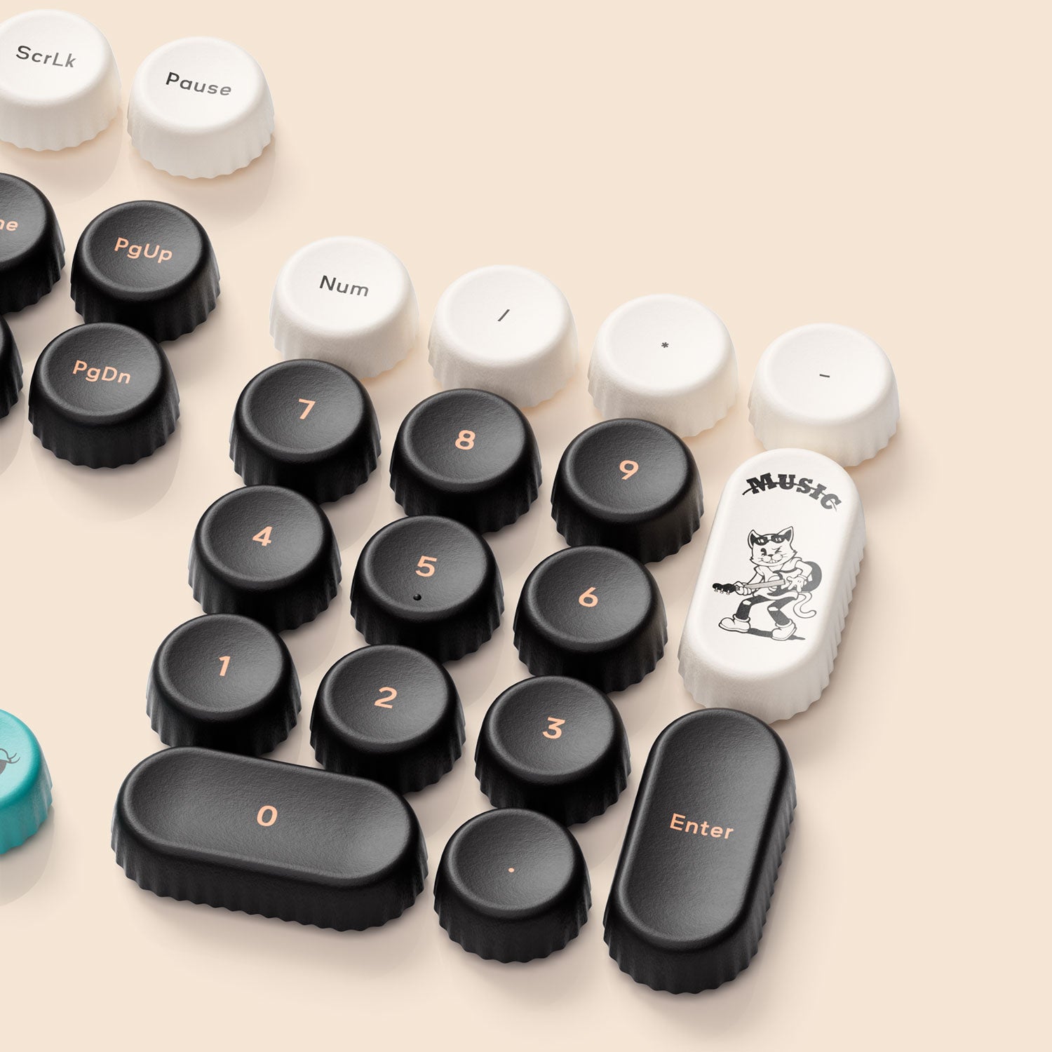 Akko Punk Cat BottleCap Keycaps Set NUmberpad Keys Details
