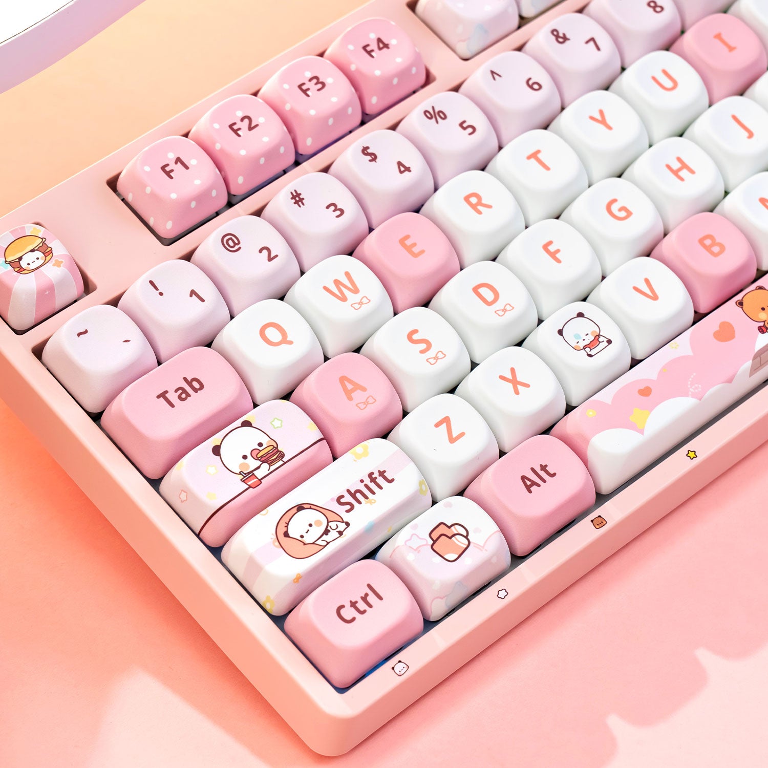 Akko Dudu and Bubu 5108B Pink Full Size Keyboards Left Details