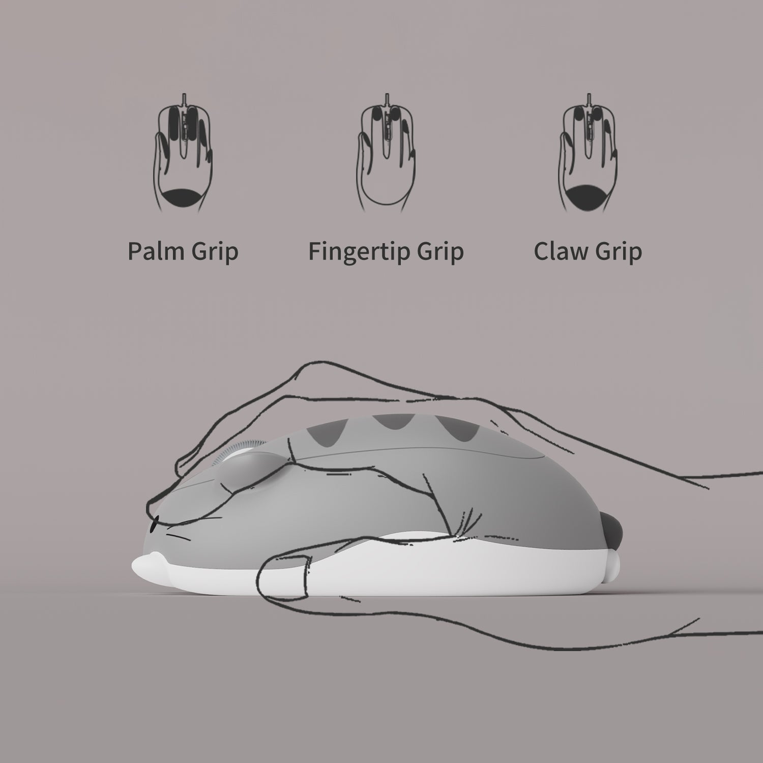 Akko Cat Theme Mouse Gray MIMO Ergonomically Design