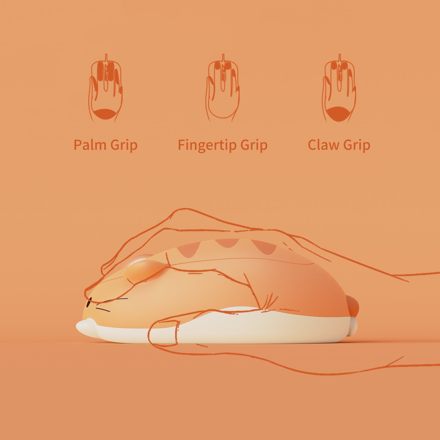 Akko Cat Theme Mouse Orange KATE Ergonomically Design