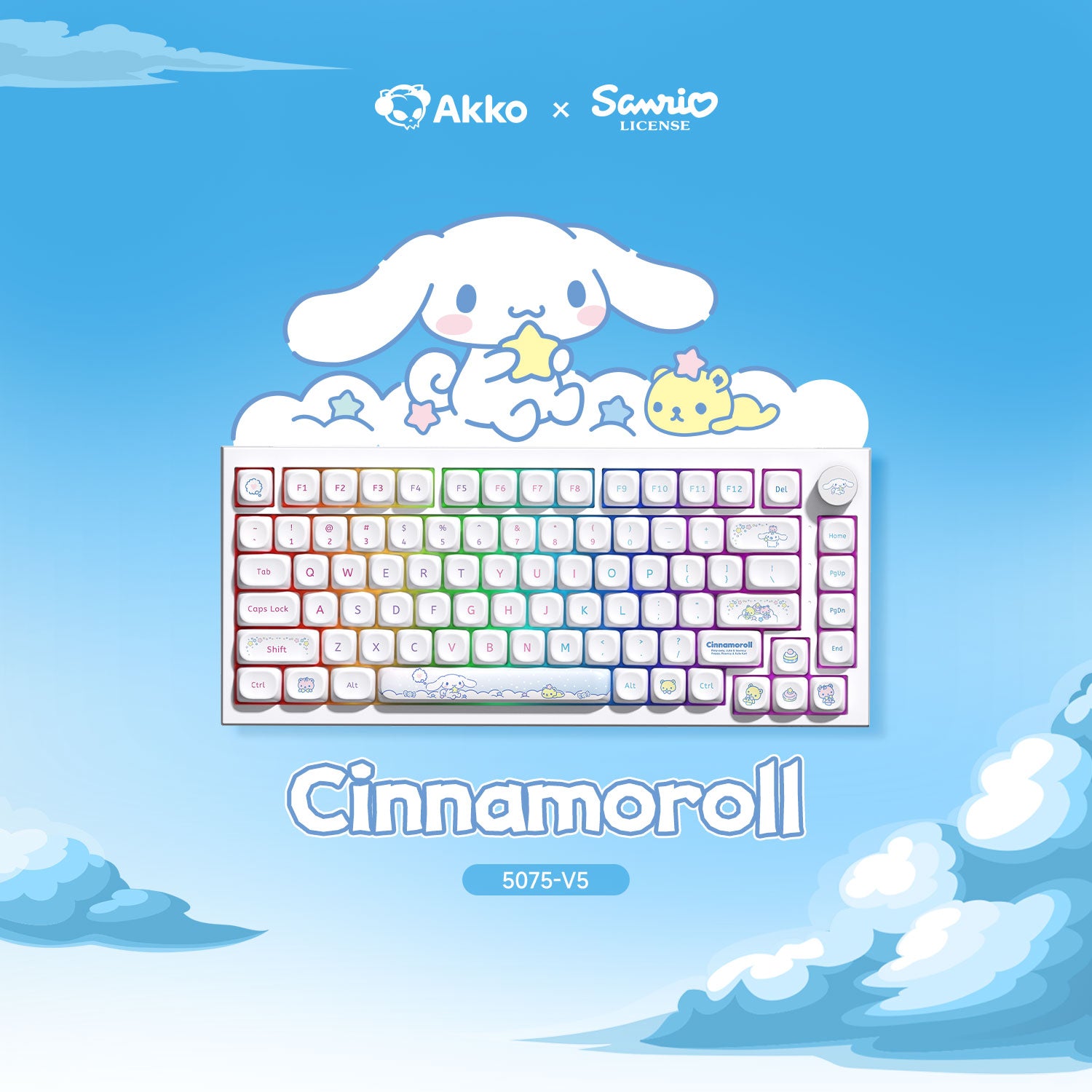 Akko Cinnamoroll 5075 V5 Mechanical Keyboard with Cinamoroll Theme