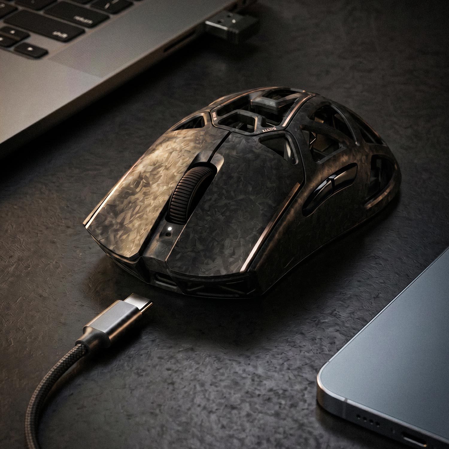 Akko Echo Carbon Fiber Gaming Mouse Black Multi Mode