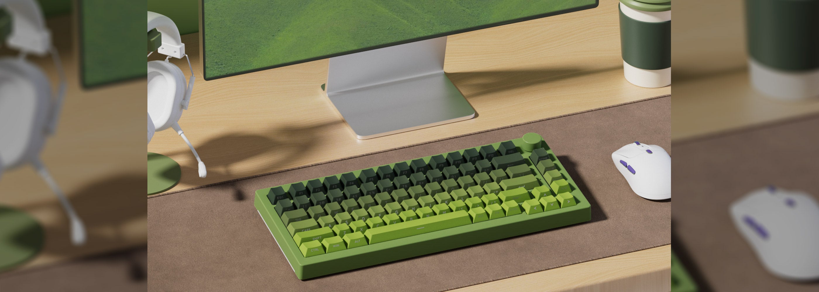 Akko Forest Gradient Keycap Set Installed on the Keyboard