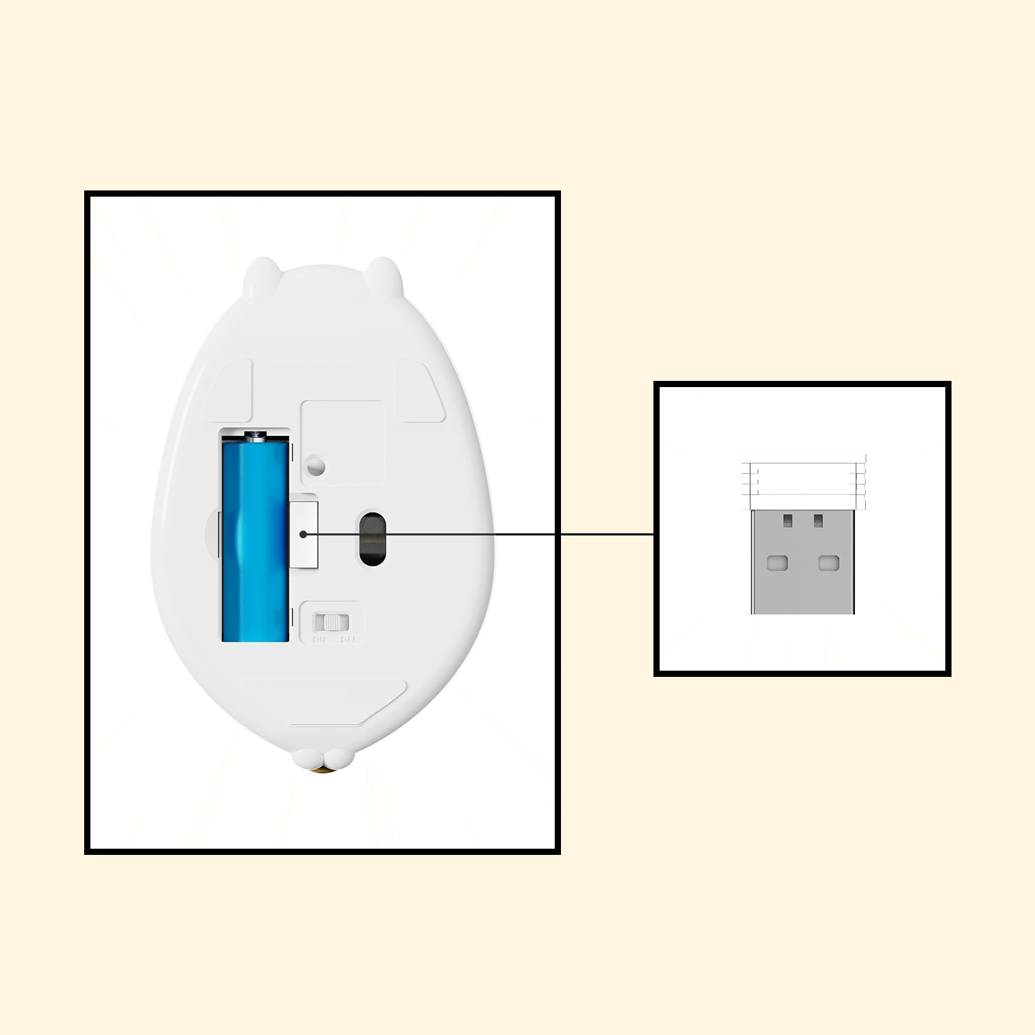 Akko Cat Theme Mouse Nagaya Fortune Battery and Receiver