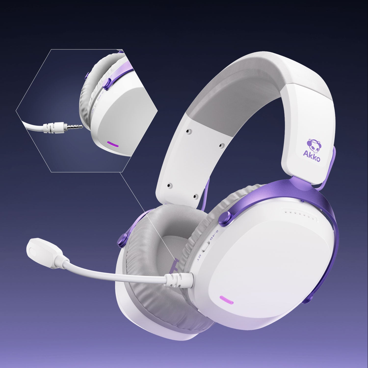 Akko GH300 Gaming Headset White Detachable Microphone