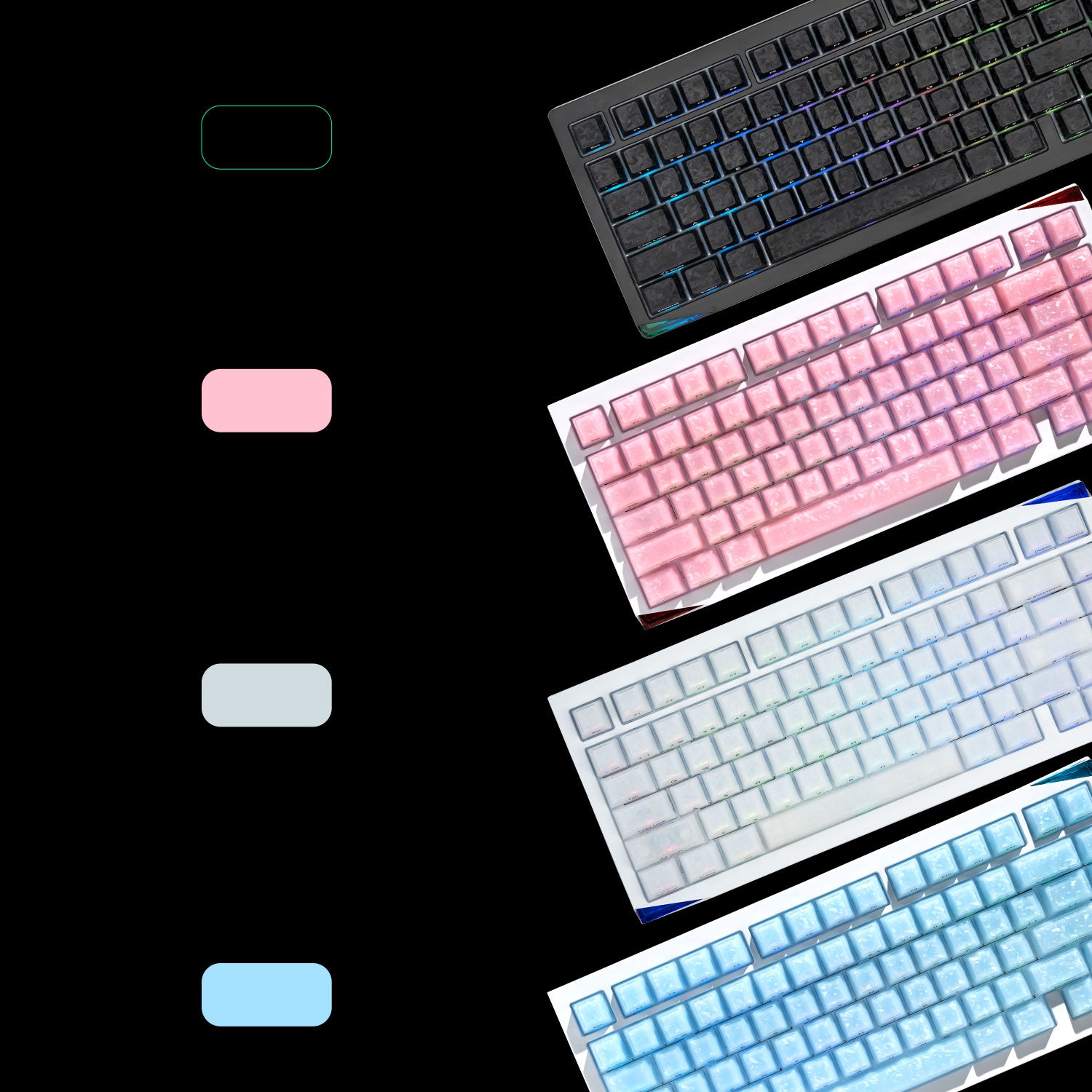 Akko Glassy Carbon Fiber Keycap Set Three Color Choices