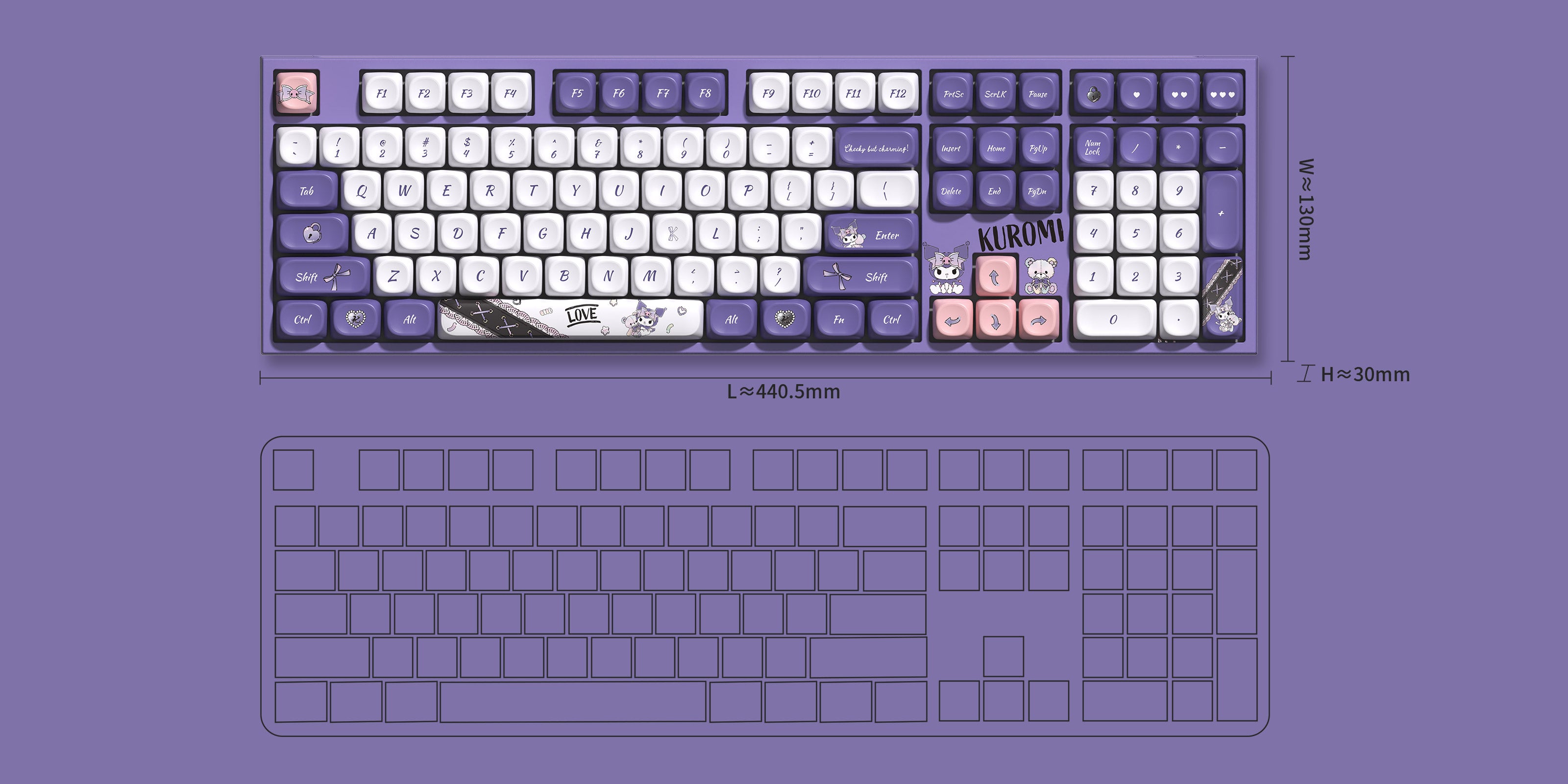 Akko Kuromi 5108 V5 Mechanical Keyboard Size