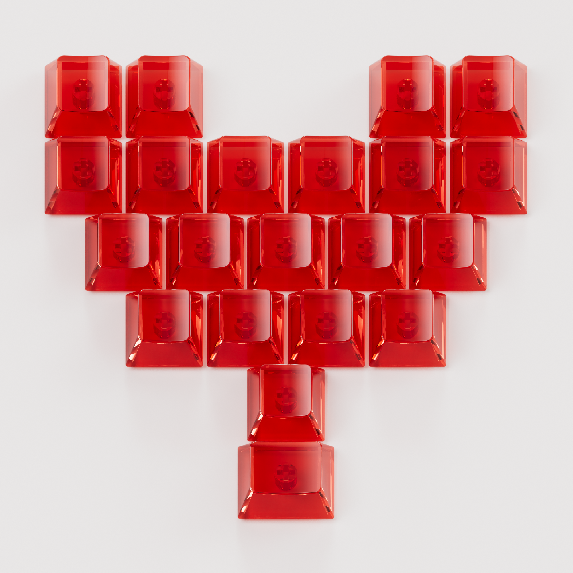 Akko red love keycaps with white blackground
