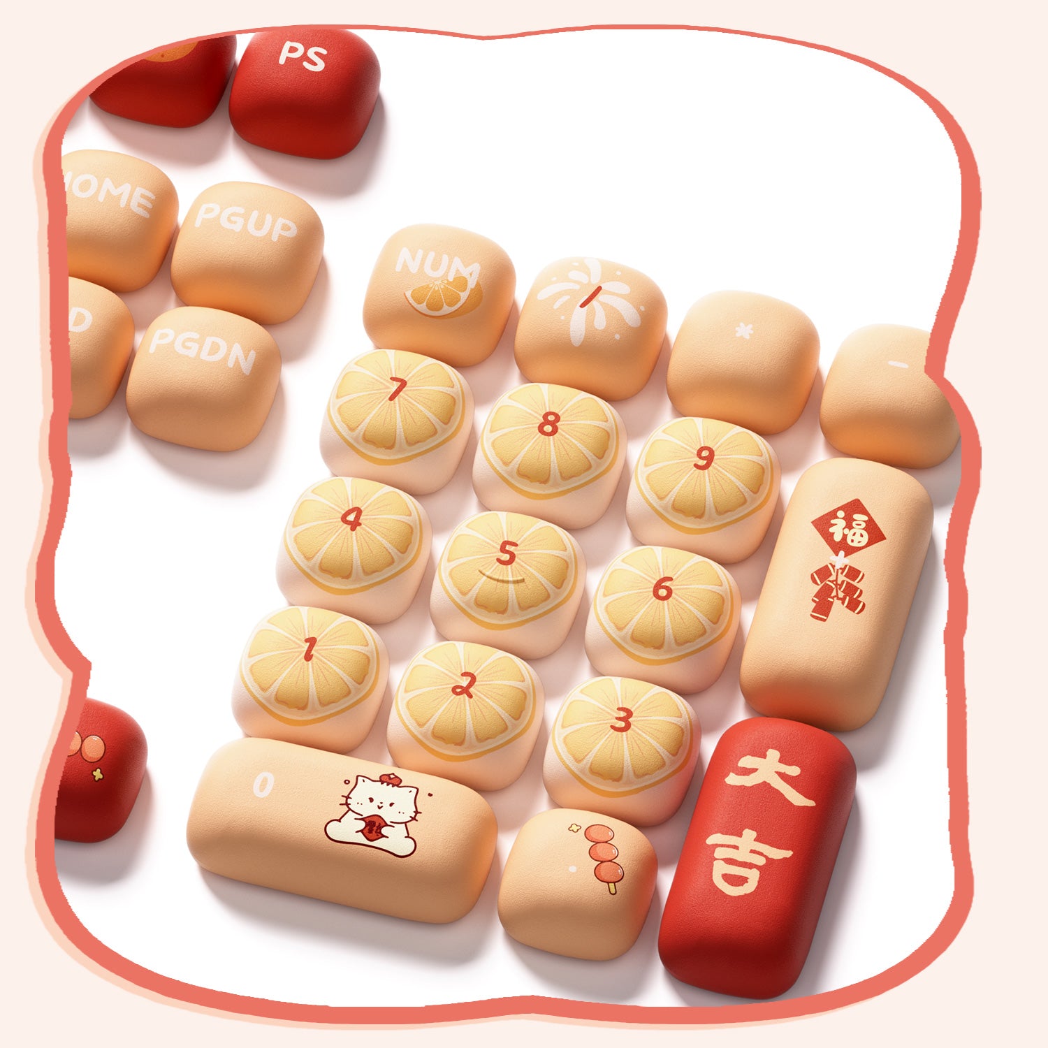 Lucky Tangerine Keycap Number Keys Details
