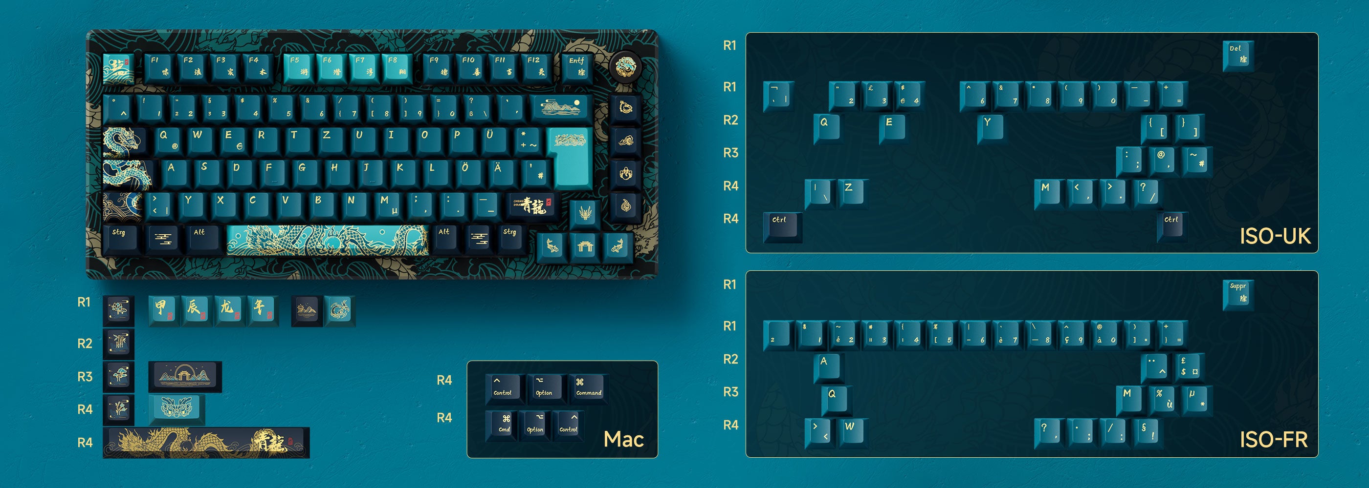 MOD 007 HE Year of Dragon ISO DE UK FR Keycaps