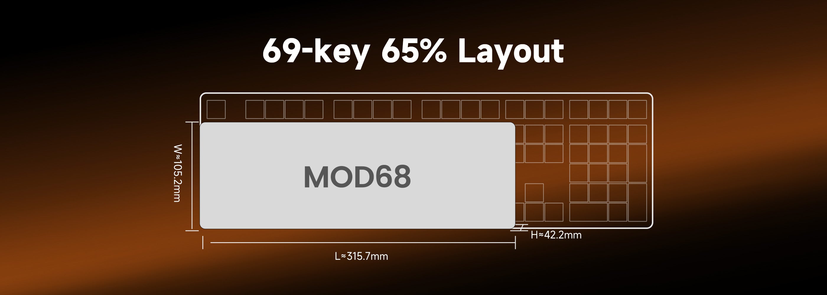 Akko MOD68 HE ISO Magnetic Keyboard Size