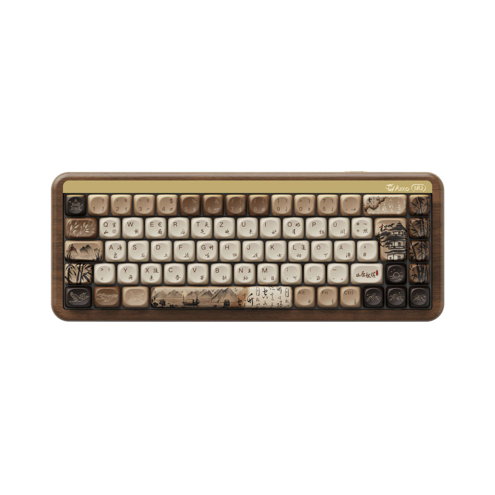 新品 Akko MU01 ウッドケース キーボード mountain 山居秋瞑 Akko MU01 Mountain Seclusion Wooden Mechanical Keyboard | AKKO EU
