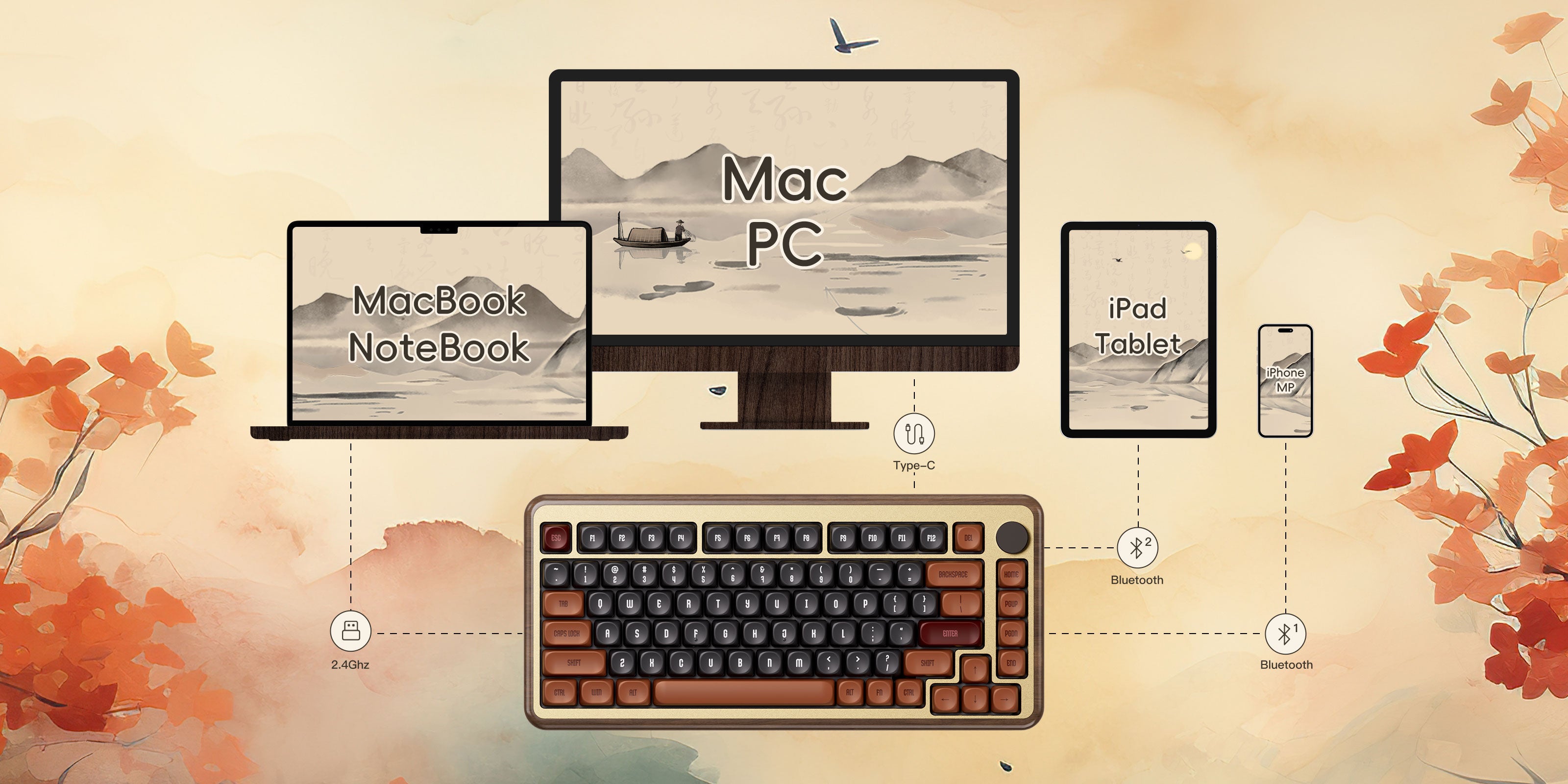 Akko MU02 Wooden Keyboard Multi-Mode