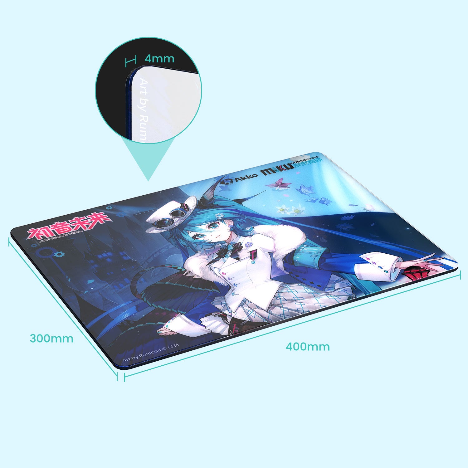 Akko Miku with You 2025 Glass Gaming Mousepad Size