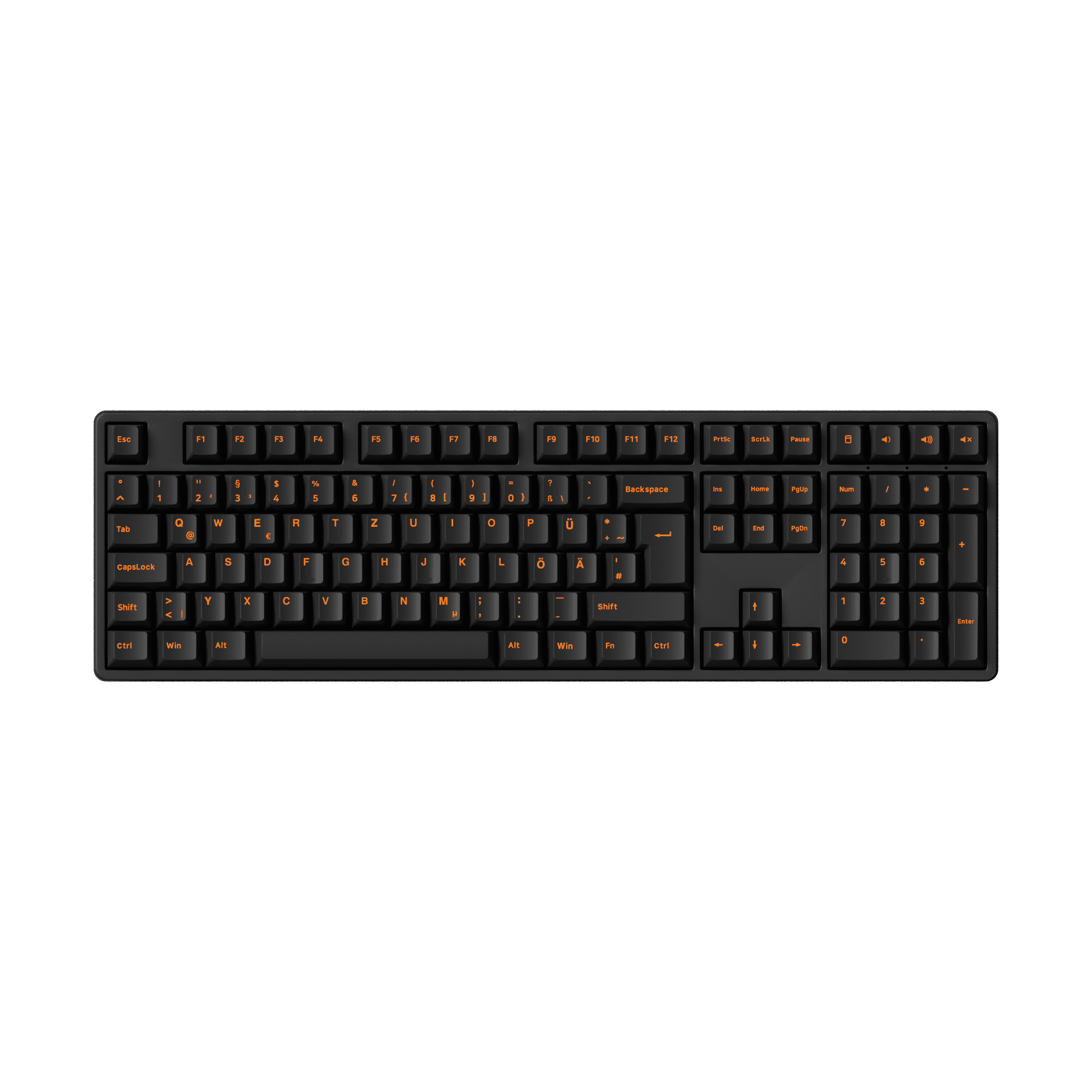 Akko Orange on Black ISO-DE/UK/Nordic Keycap Set (210-key) on 100% Keyboard