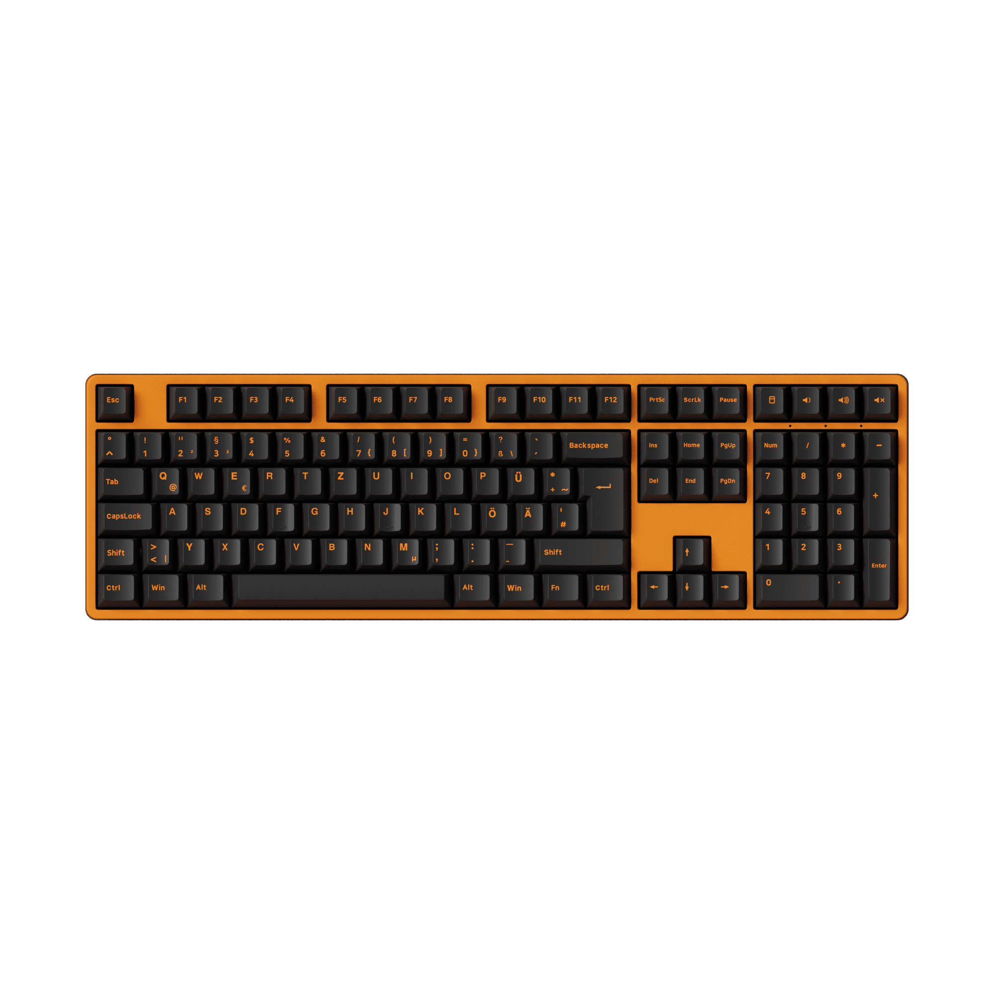 Akko Orange on Black ISO-DE/UK/Nordic Keycap Set (210-key) on 100% Keyboard