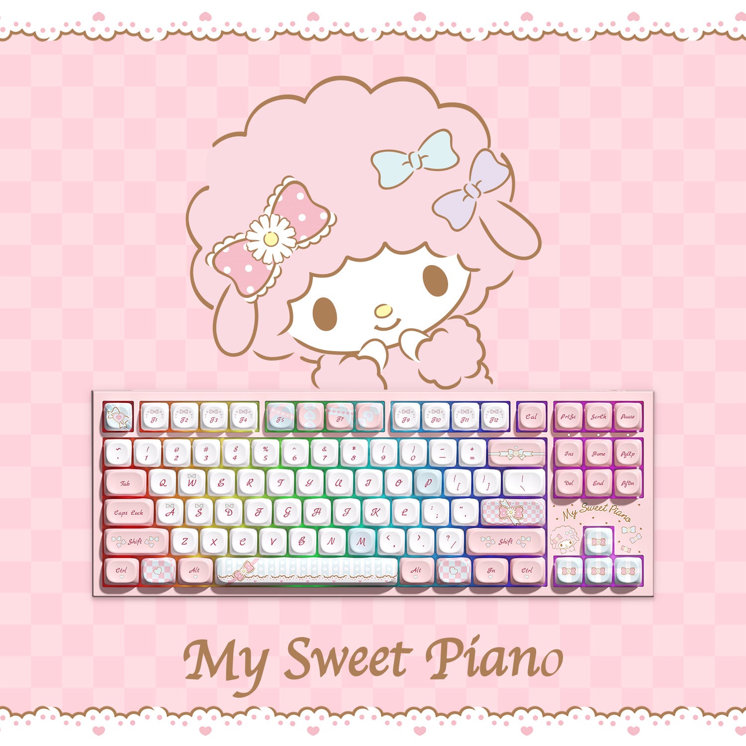 Akko My Sweet Piano 5087 V5 Keyboard with My Sweet Piano Theme Background