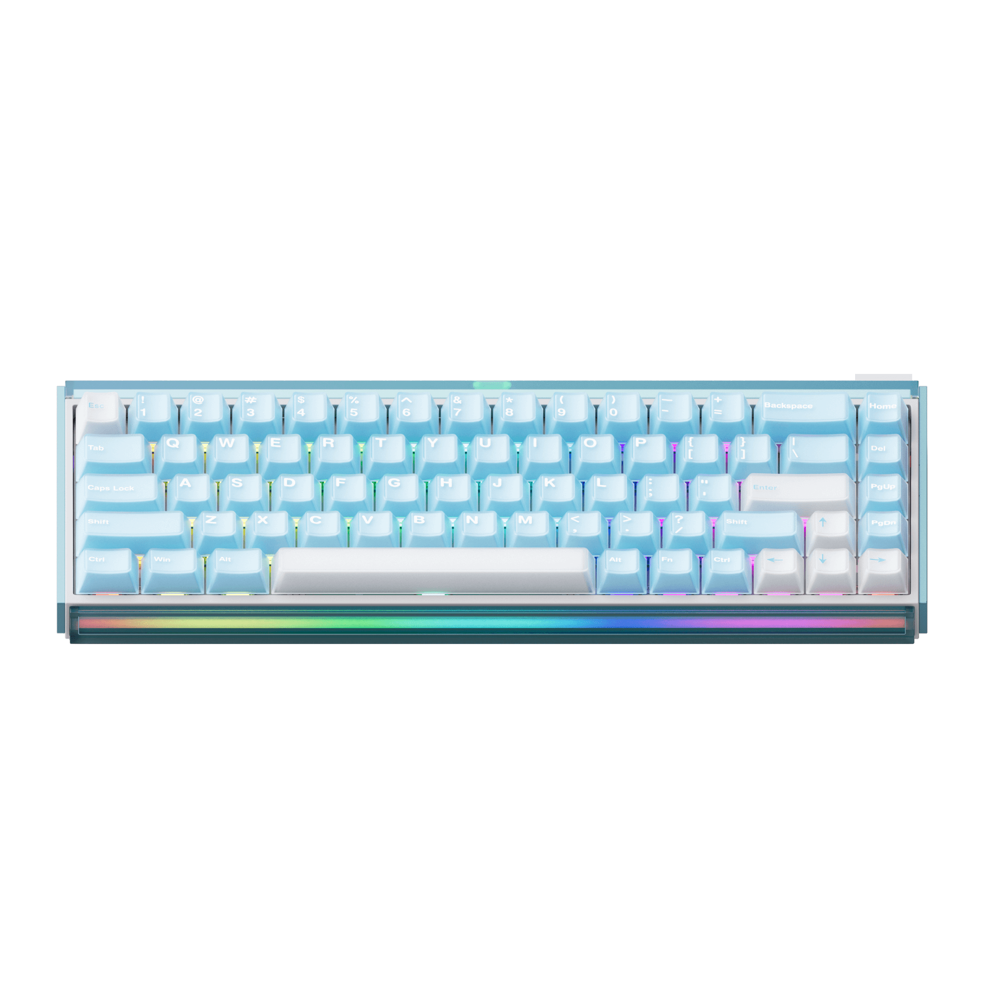 Akko Ray68 HE Magnetic Keyboard Misty Blue Front Details