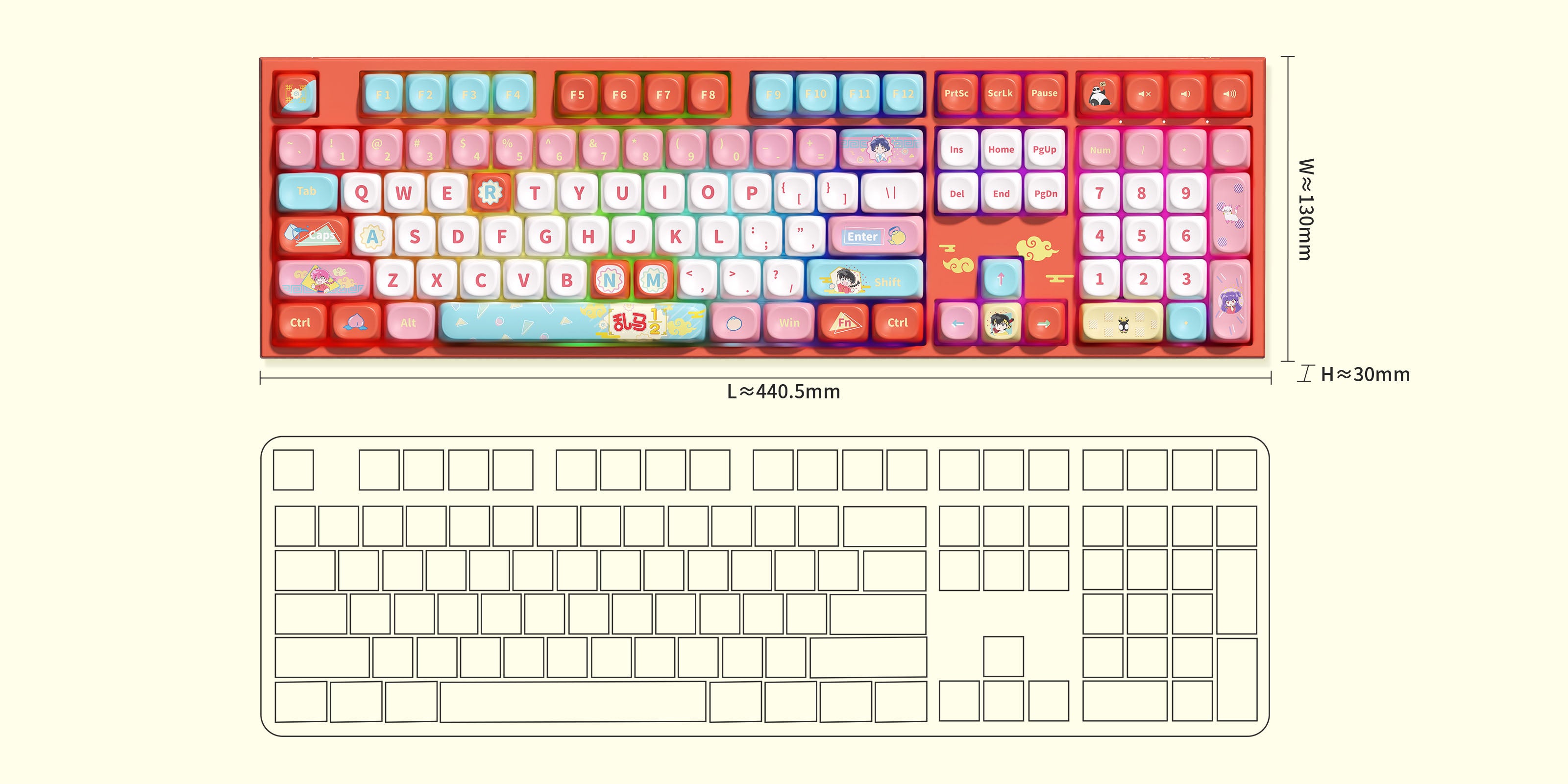 Akko Ranma ½ 5108 V5 Keyboard Size