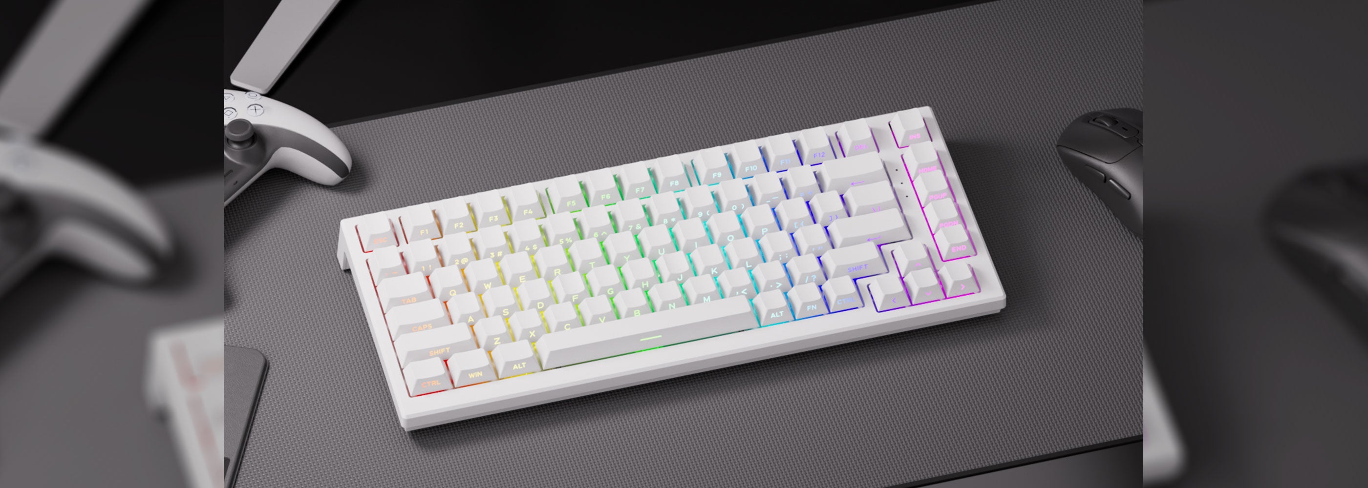 Akko TAC75 Shine Through White Magnetic Keyboard