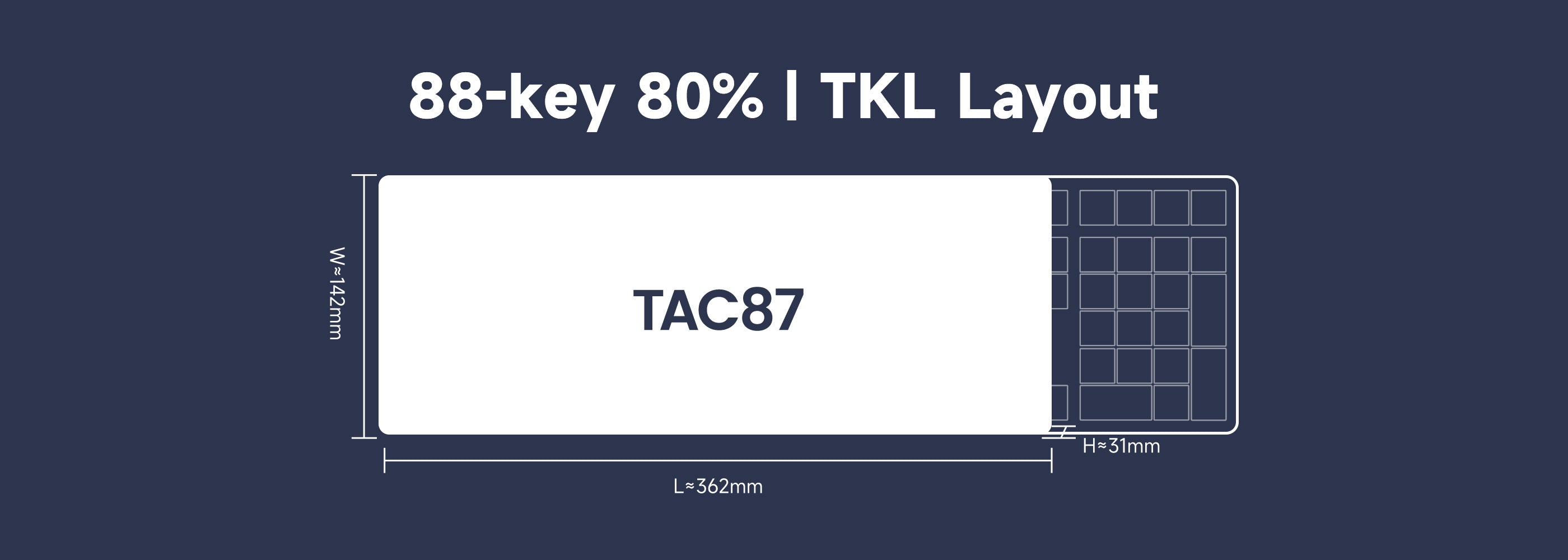 Akko TAC87 Horizon Mechanical Keyboard Size
