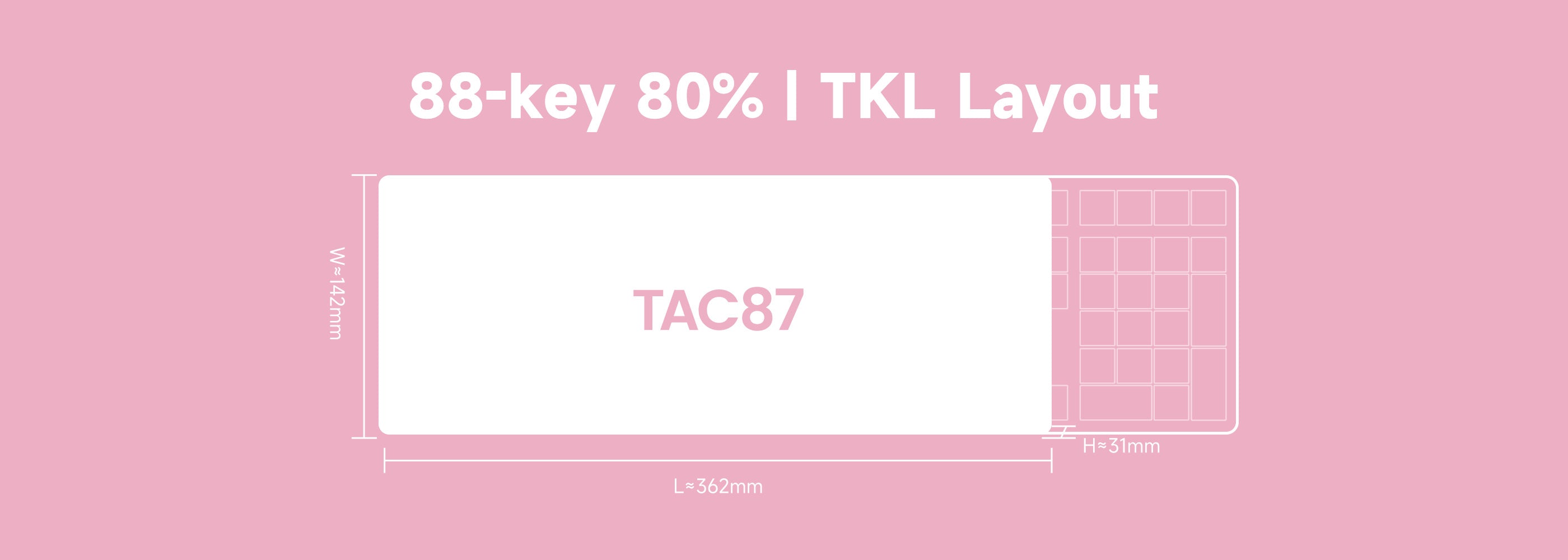 Akko TAC87 Prunus Lannesiana Mechanical Keyboard Size