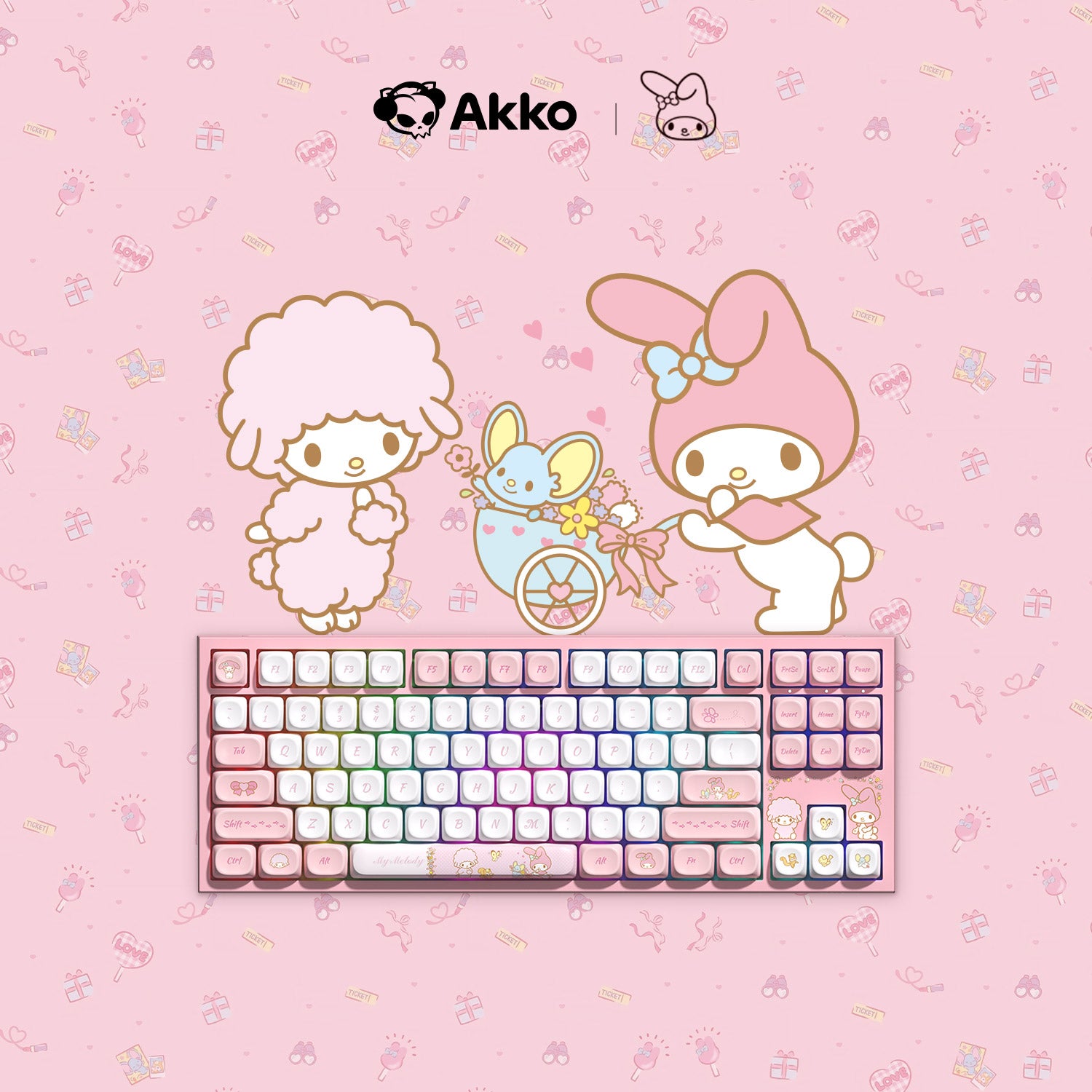 Akko My Melody 5087 V5 Keyboard with My Melody Theme Background
