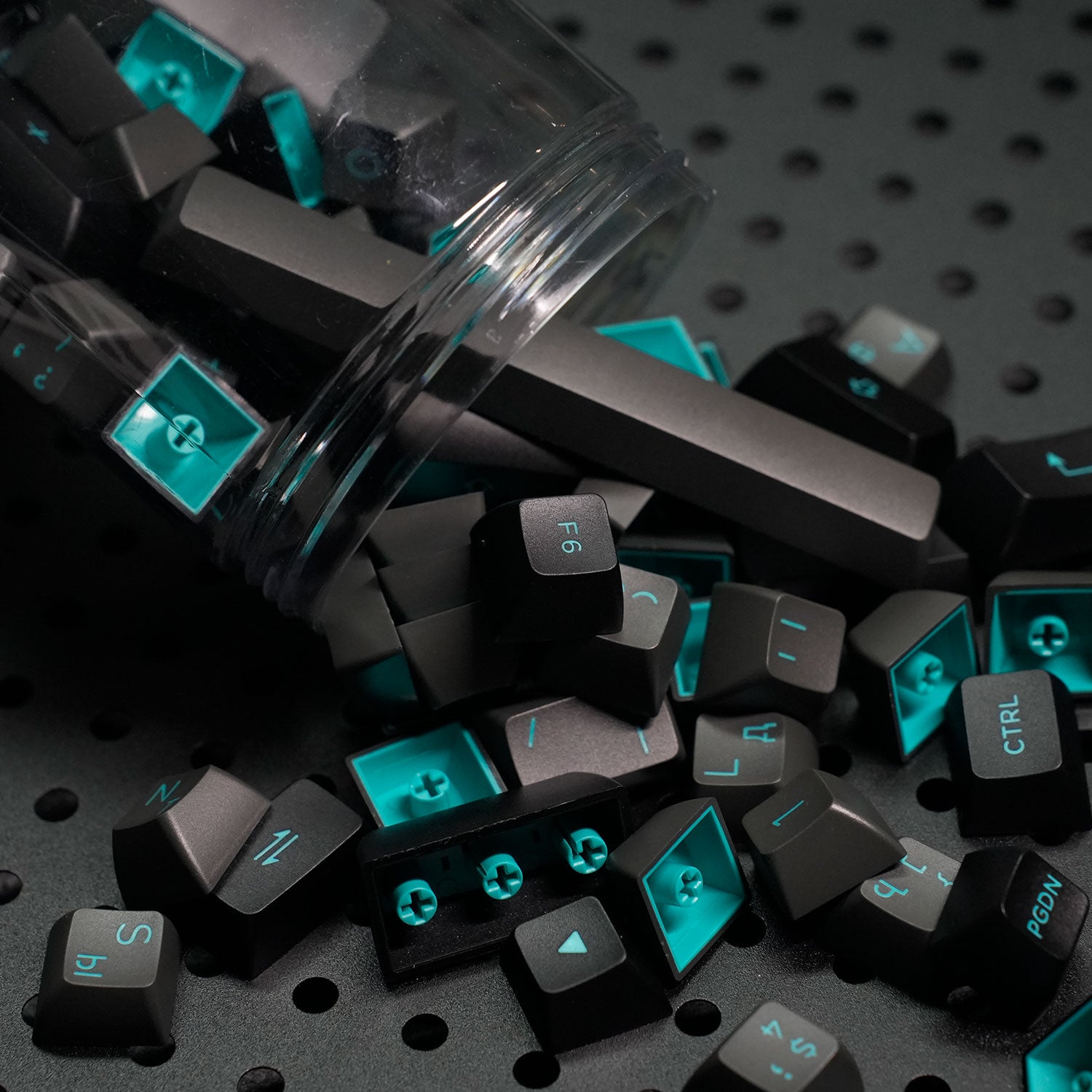 Akko Black Cyan Cyrillic Keycap Set (98-key) Details