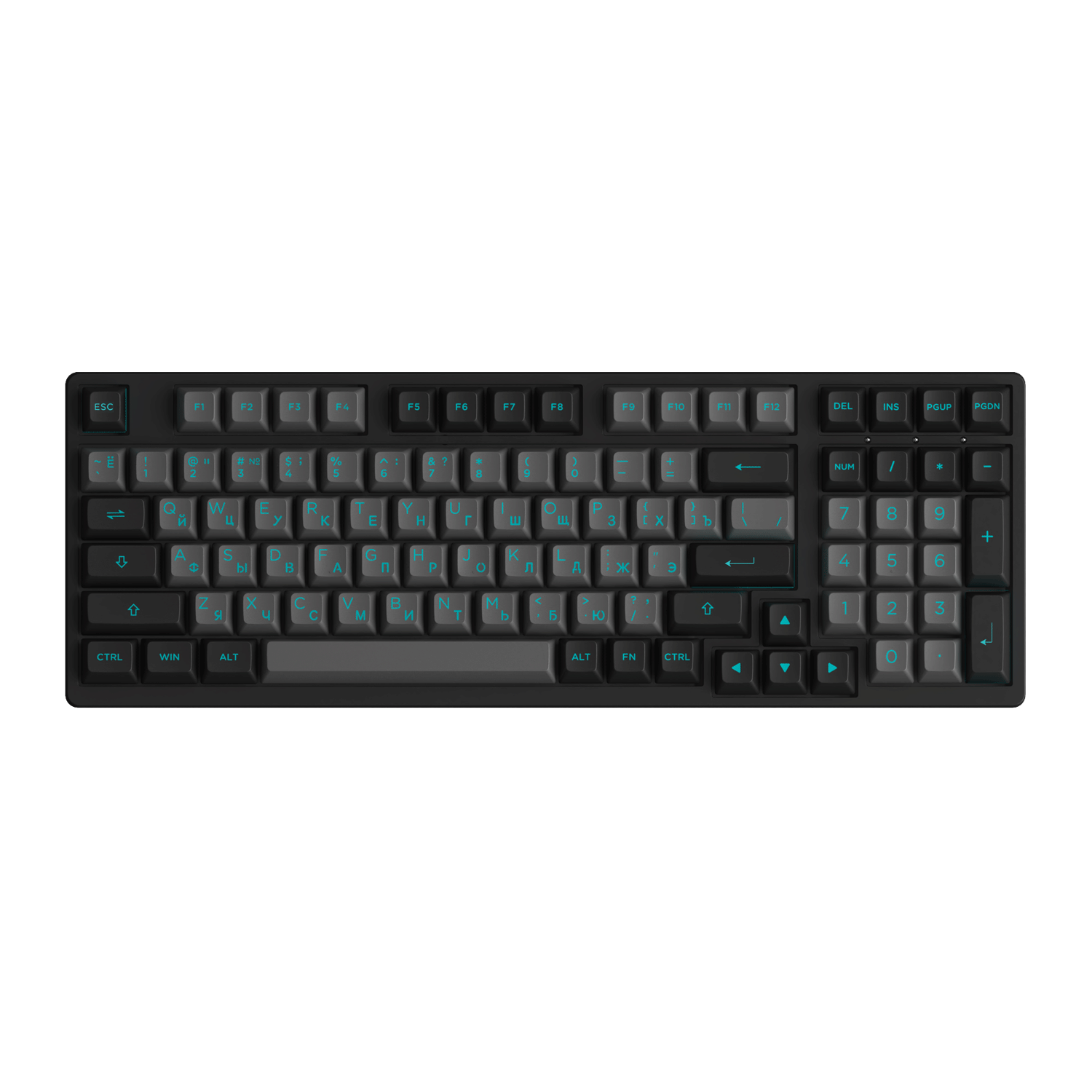 Akko Black Cyan Cyrillic Keycap Set (98-key) Install on the Keyboard