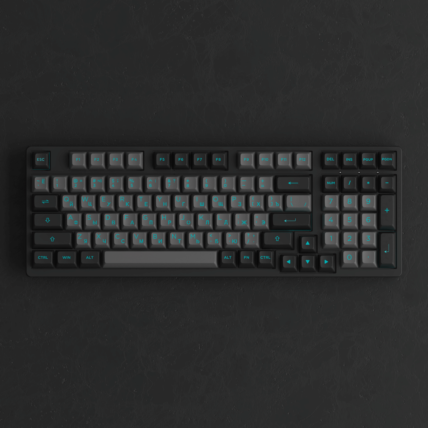 Akko Black Cyan Cyrillic Keycap Set (98-key) Install on the Keyboard