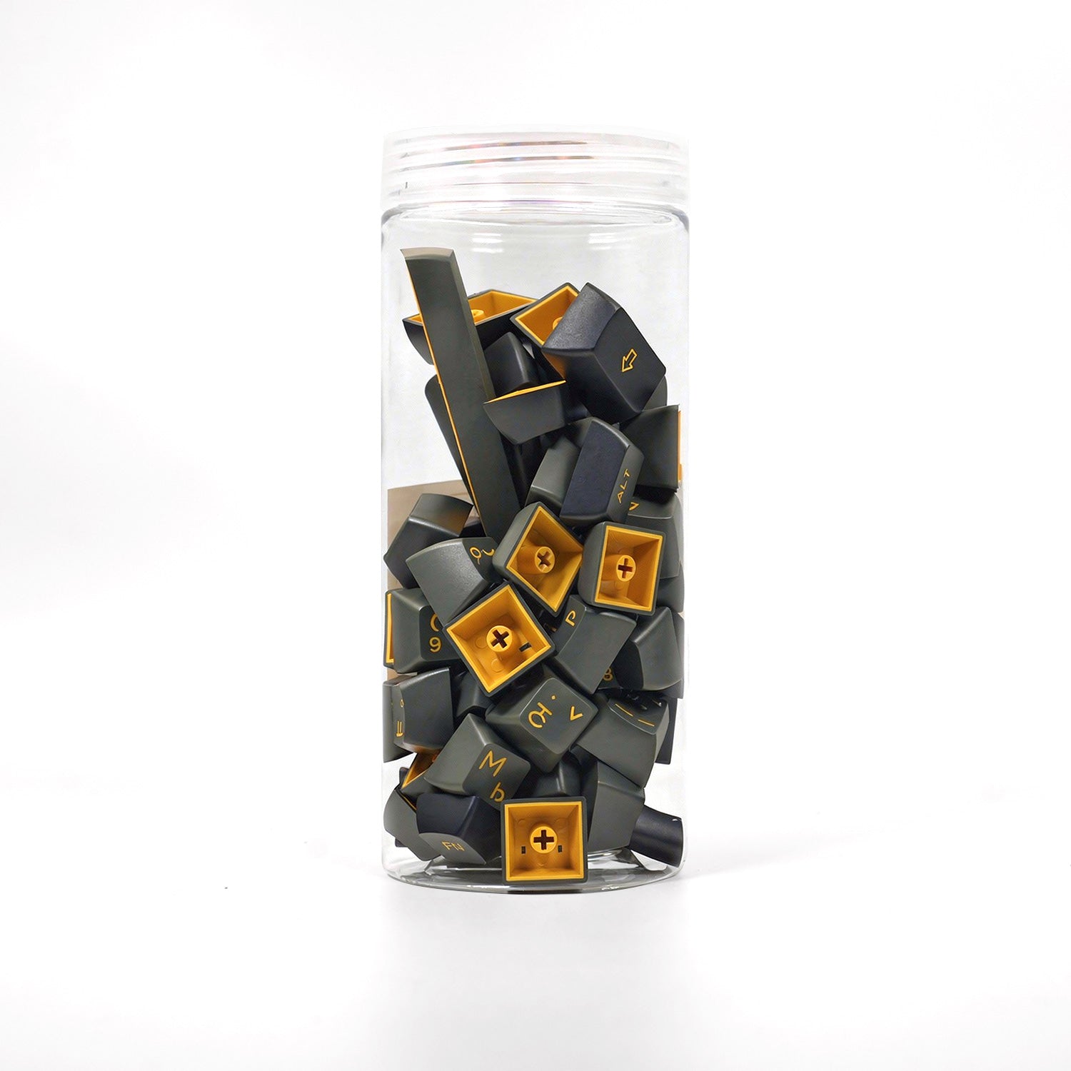 Black & Gold Cyrillic Keycap Set (68-key) Jar Packaging