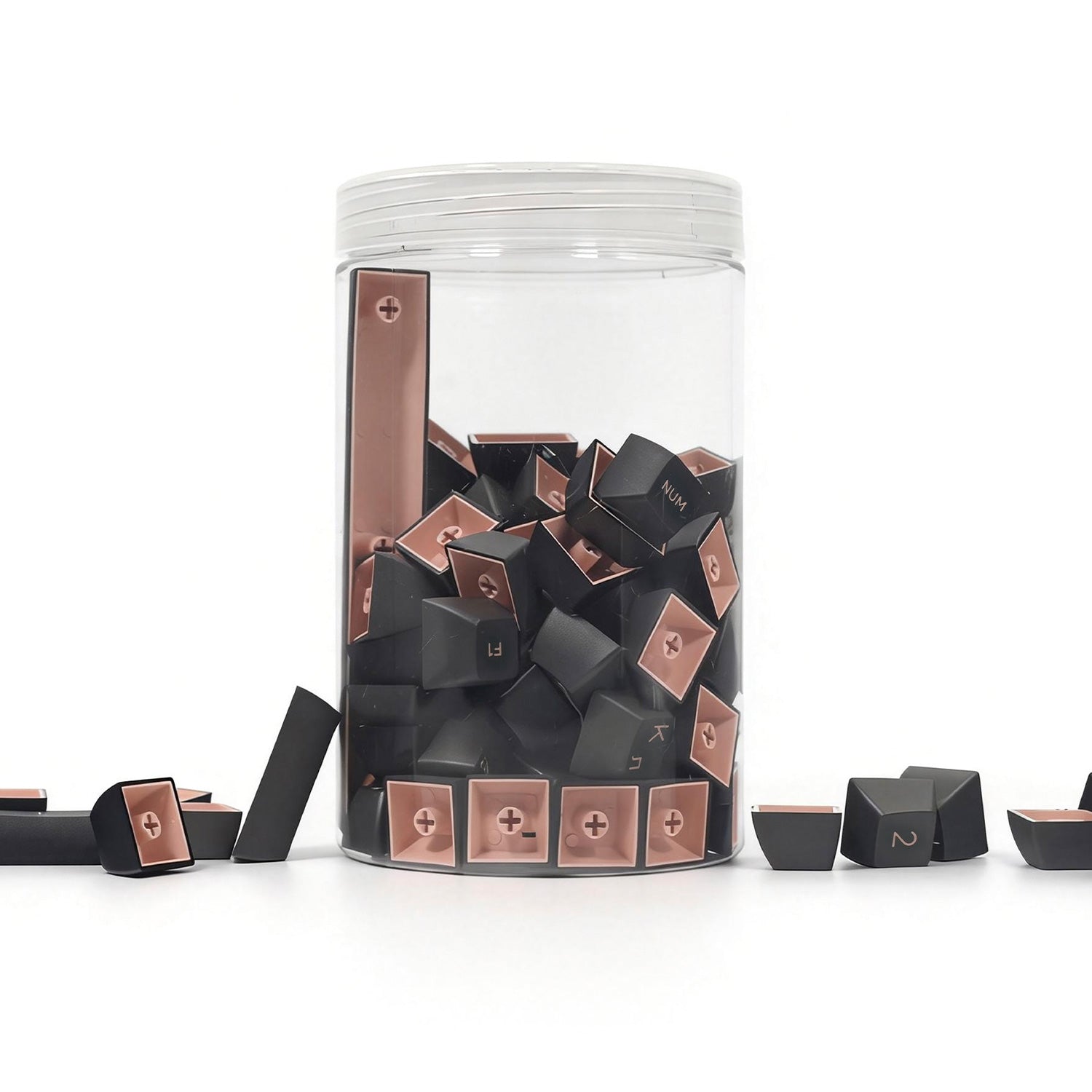 Akko Black Pink Cyrillic Keycap Set (110-key) Jar Packaging