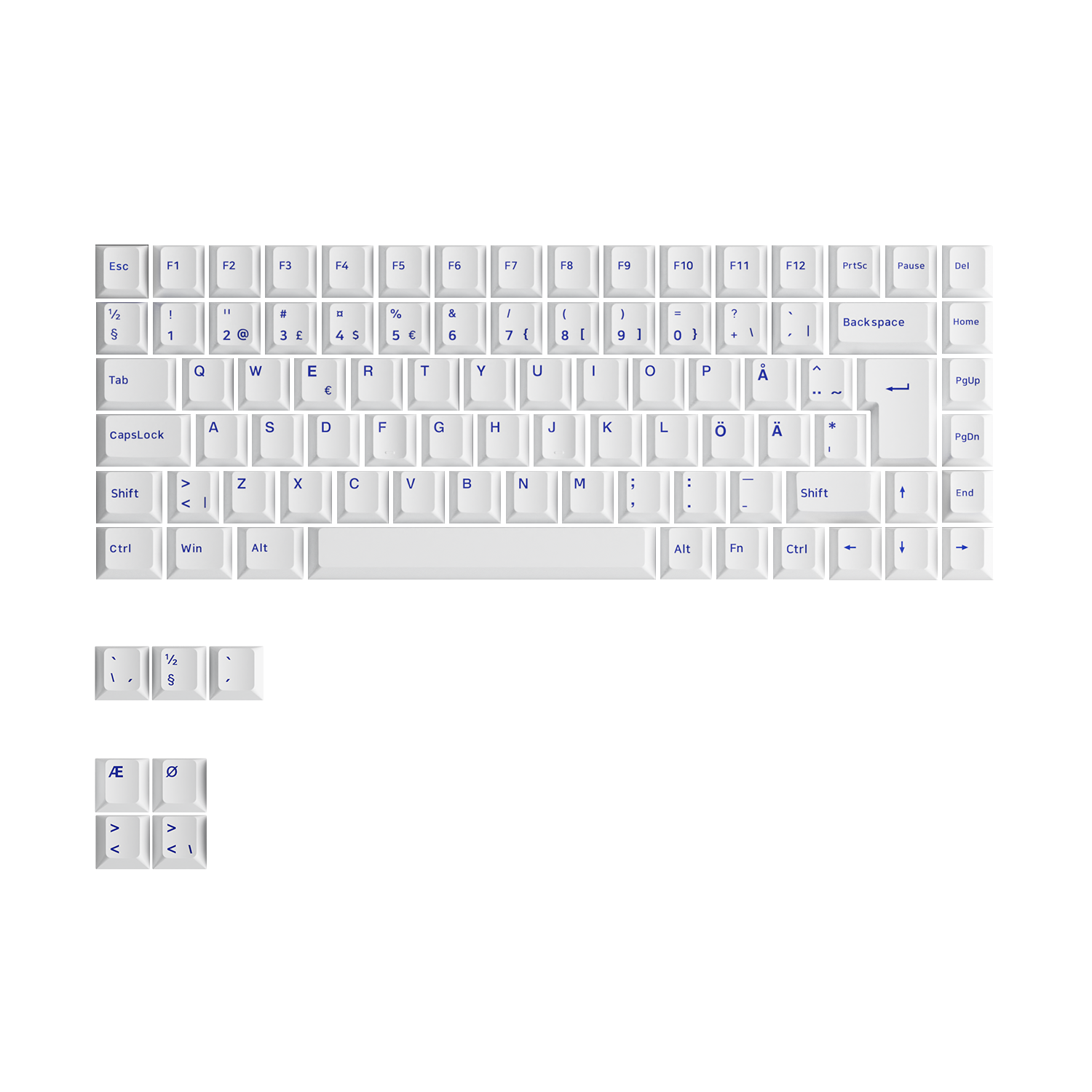 Blue on White ISO Nordic Keycap Set (92-key)