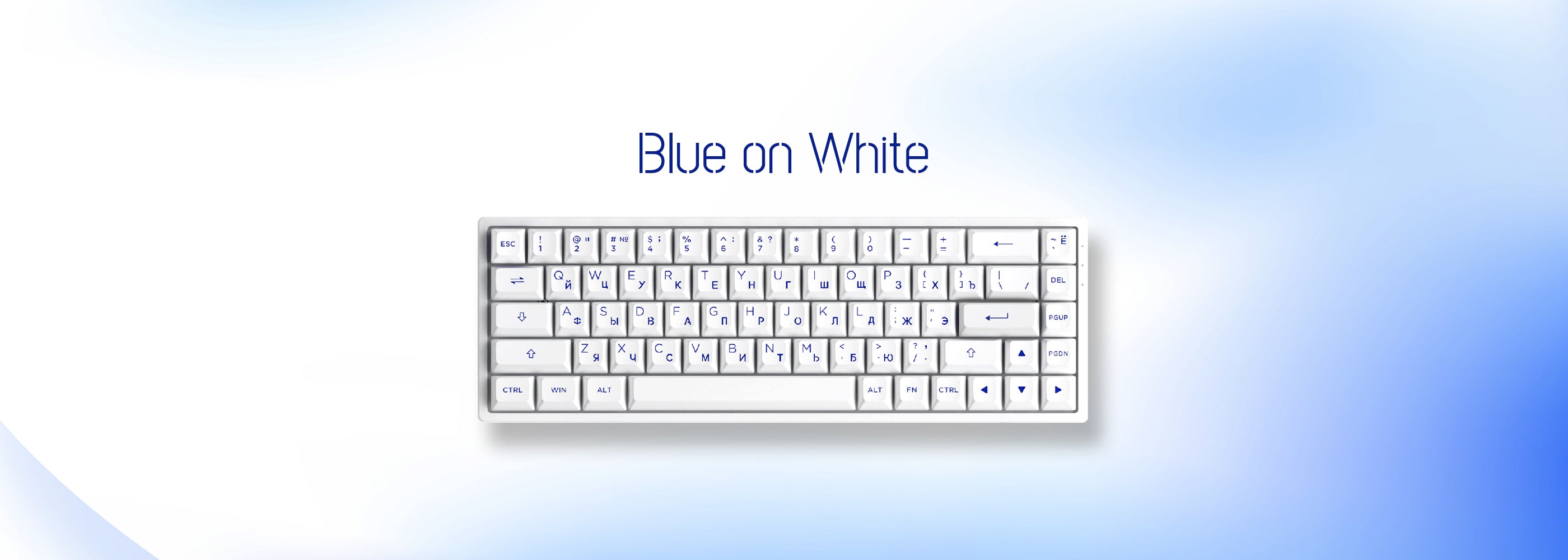 Akko Blue on White Keycap Set (68-key)