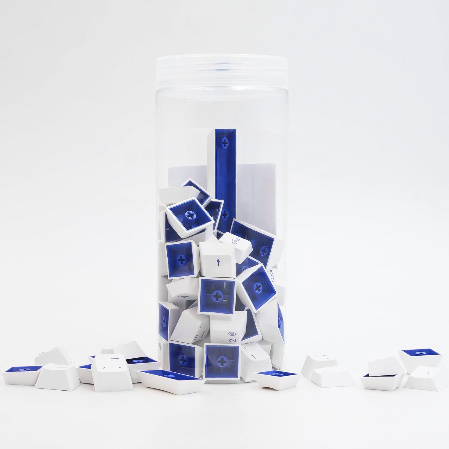 Blue on White ISO Nordic Keycap Set (92-key) Jar Packaging