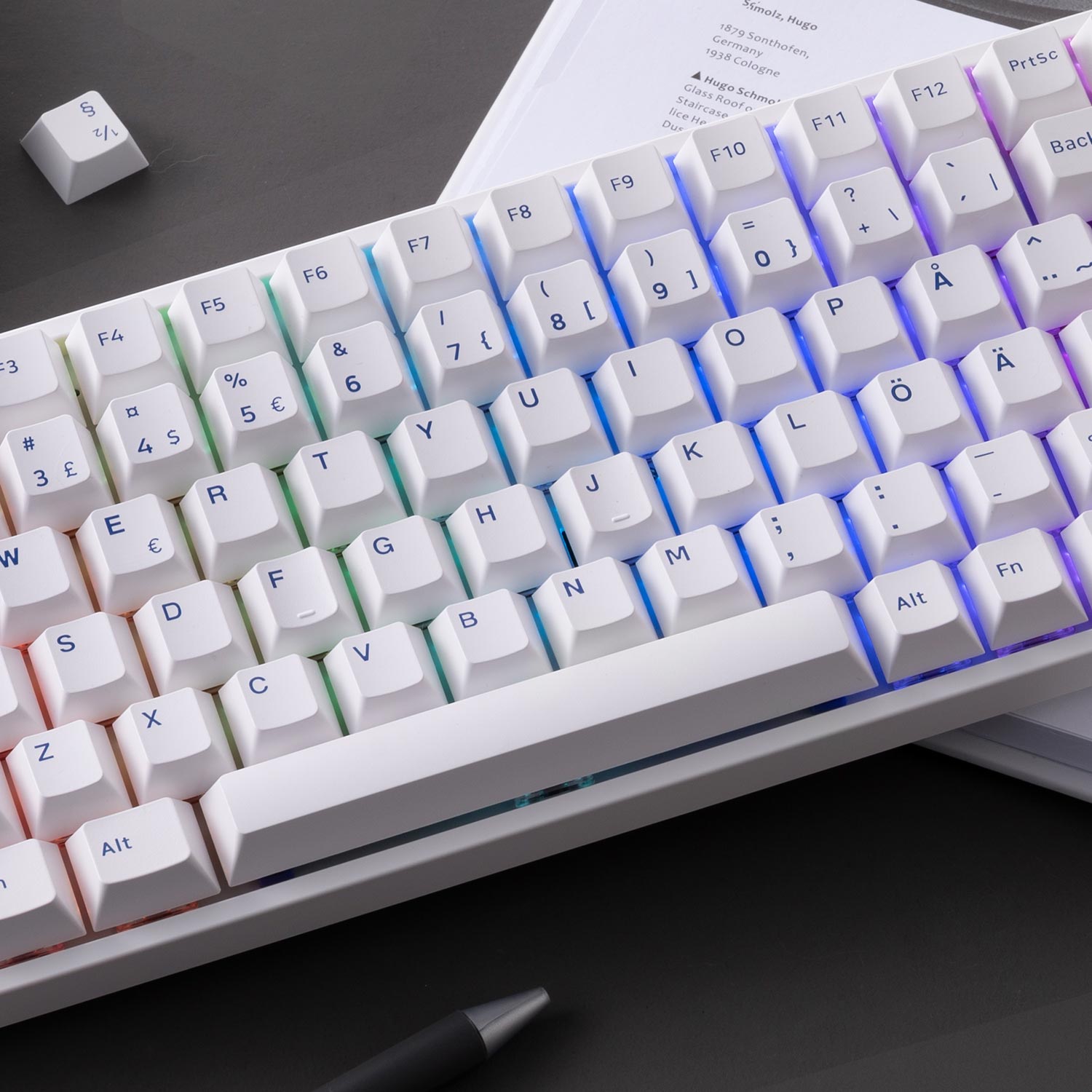 Blue on White ISO Nordic Keycap Set (92-key)