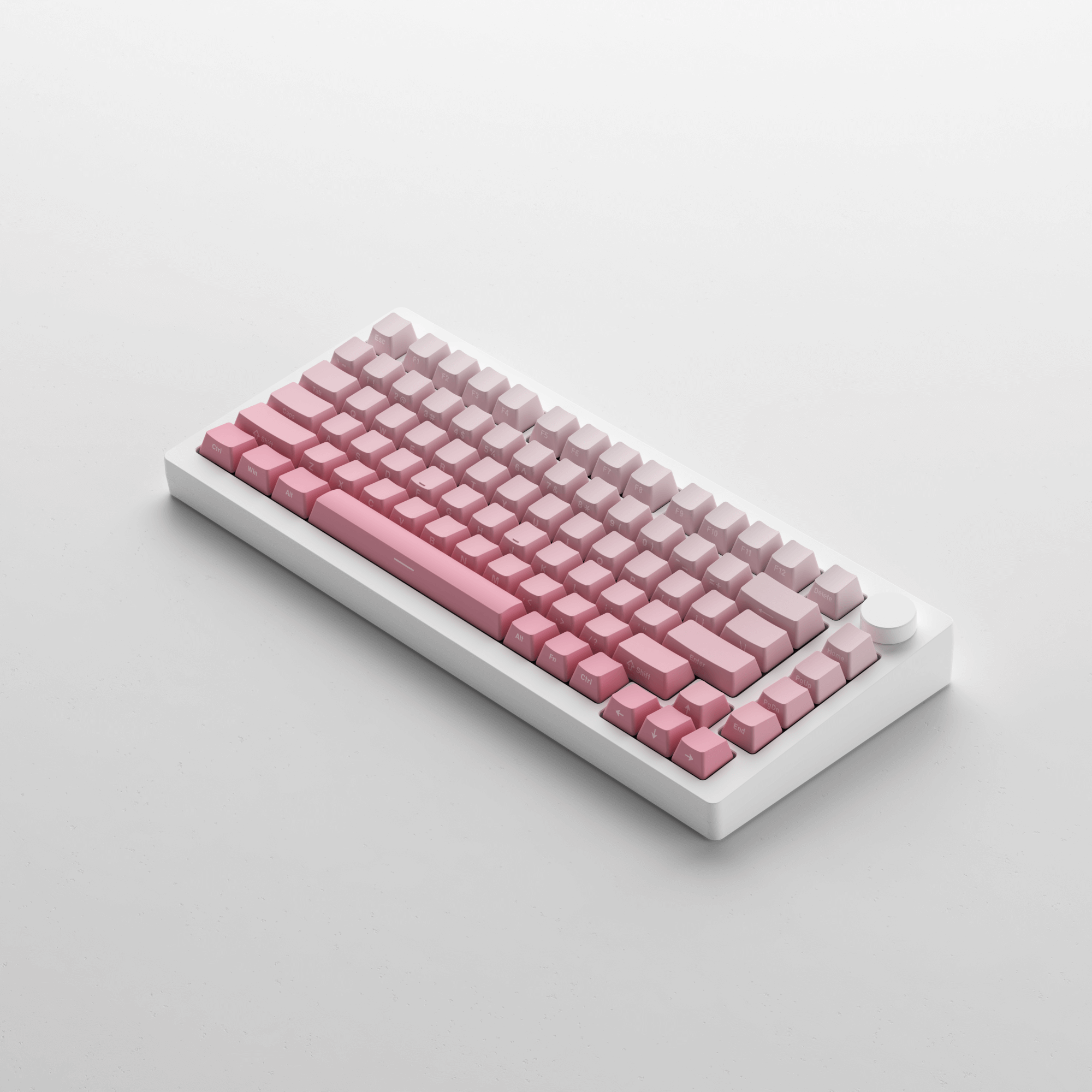 side view of moonlight white monsgeek m1w wireless hall effect keyboard
