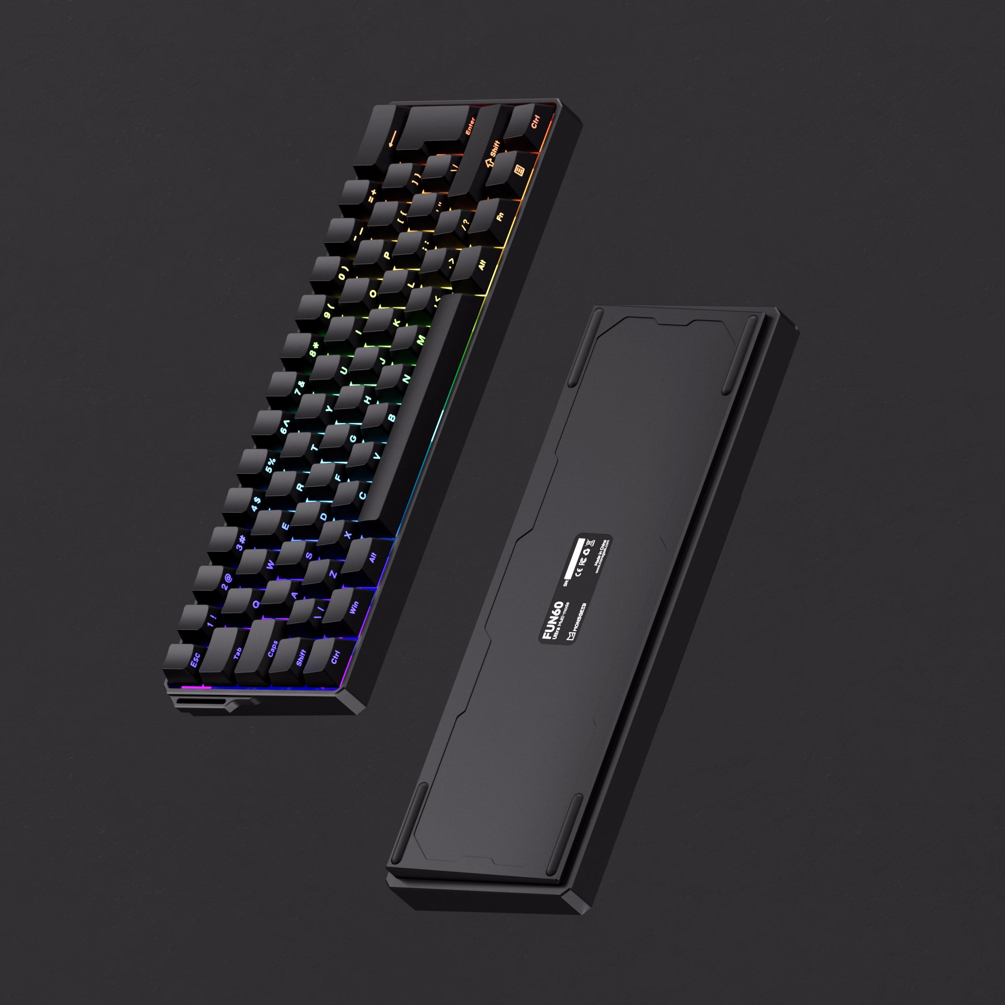 FUN60 Ultra ISO HE Magnetic Keyboard Front and Back Side Display