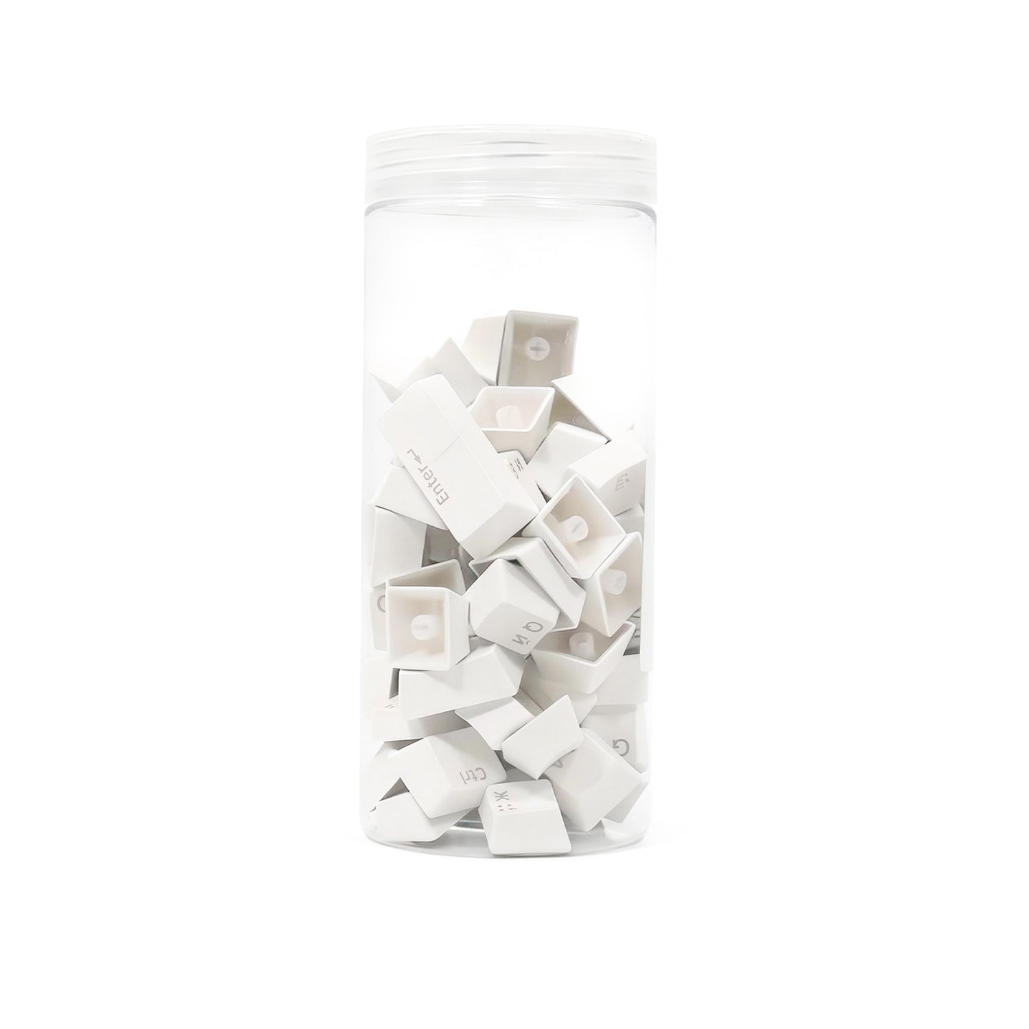 Akko Shine-Through White Cyrillic Keycap Set (61-key) Jar Packaging